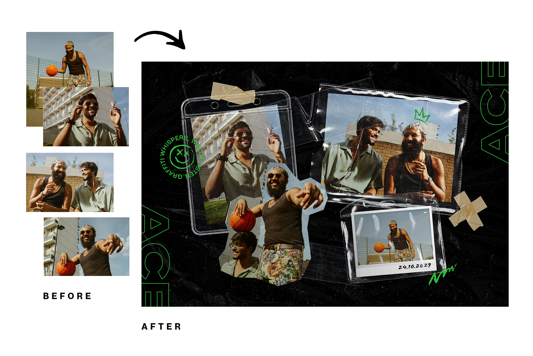 Plastic Bag Overlay Photo Effect Template in PSD