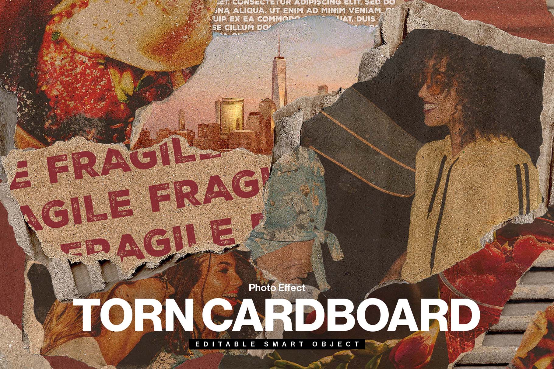 Torn Cardboard Photo Effect Template