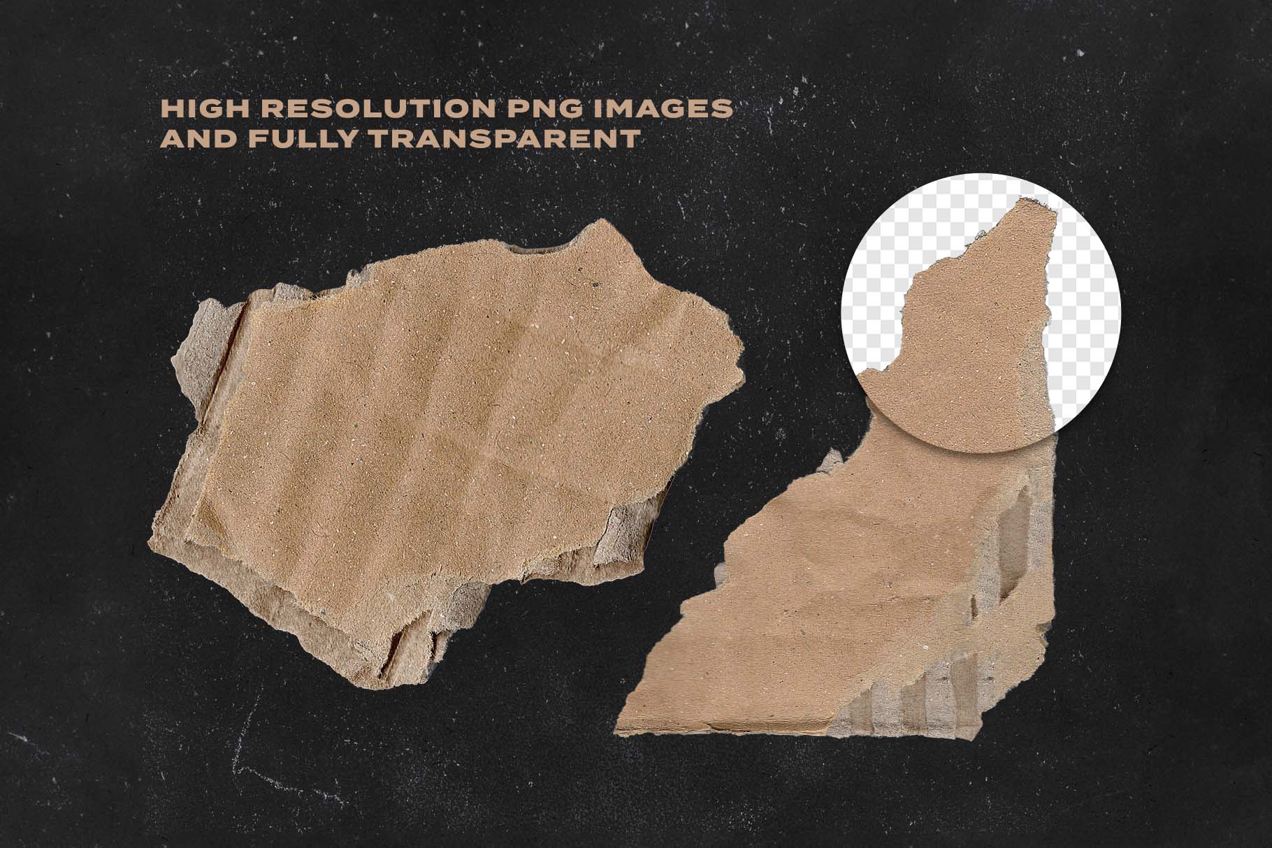 Torn Cardboard Pieces Pack in PSD & PNG