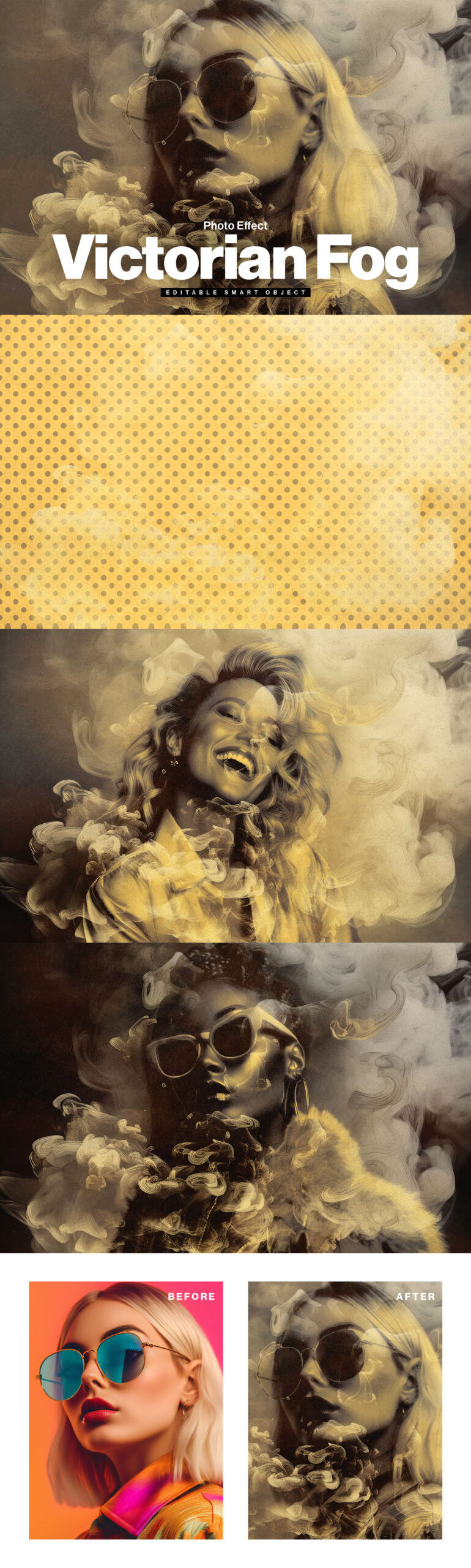 Vintage Victorian Fog Photo Effect Template in PSD