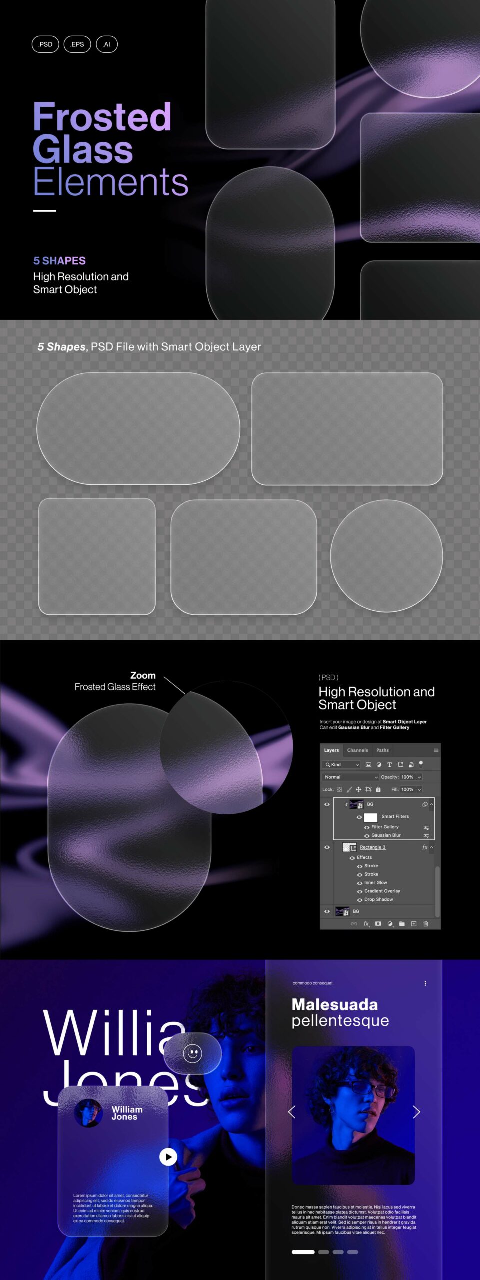 Frosted Glass Elements AI PSD EPS