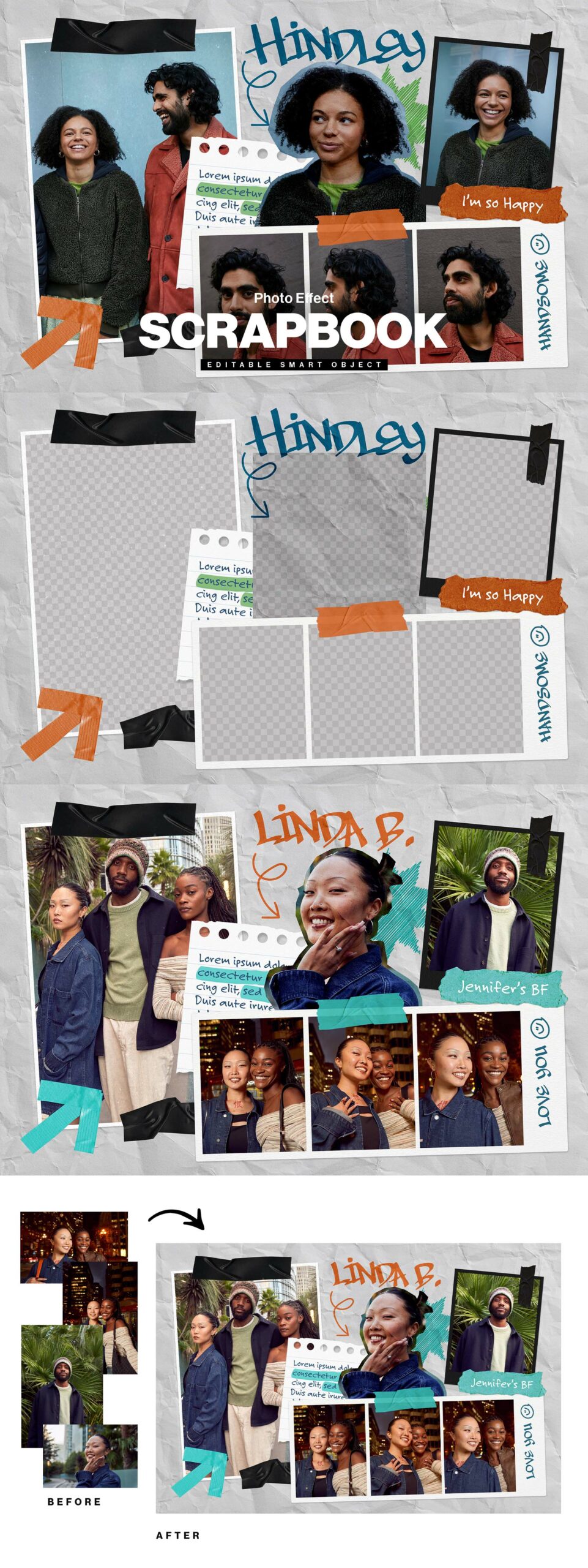 Scrapbook Photo Collage Template in PSD