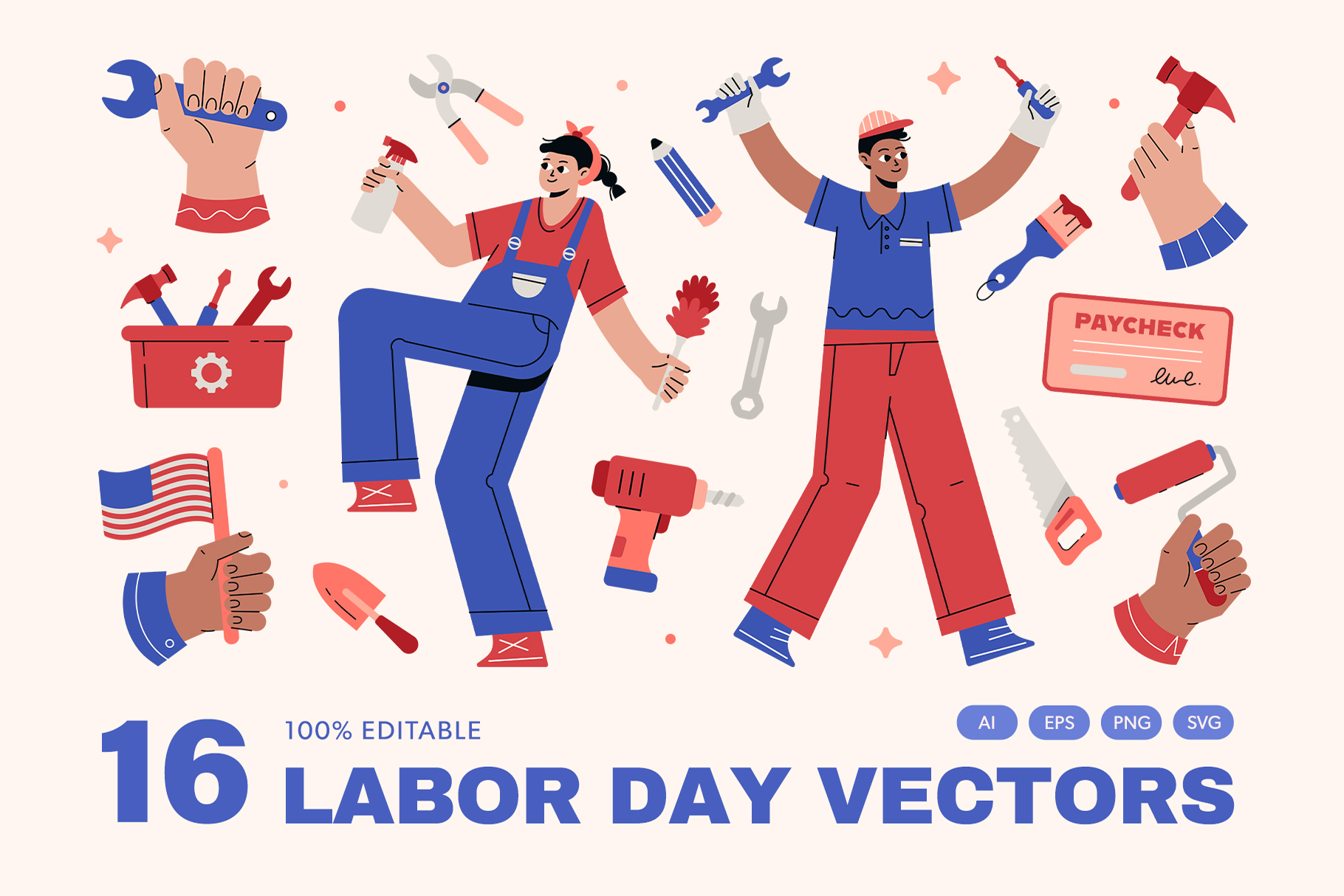 Labor Day Illustrations Set