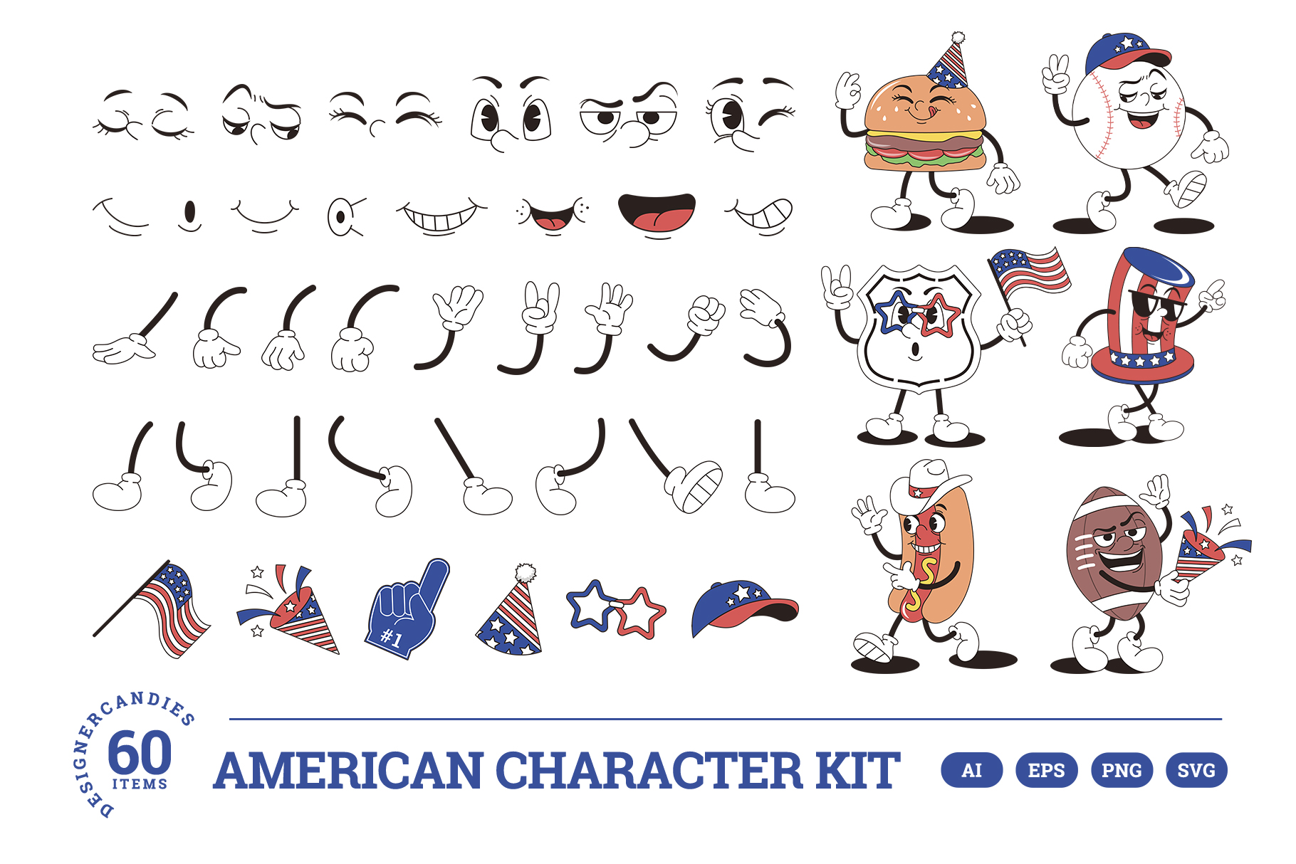American Retro Character Creator Kit