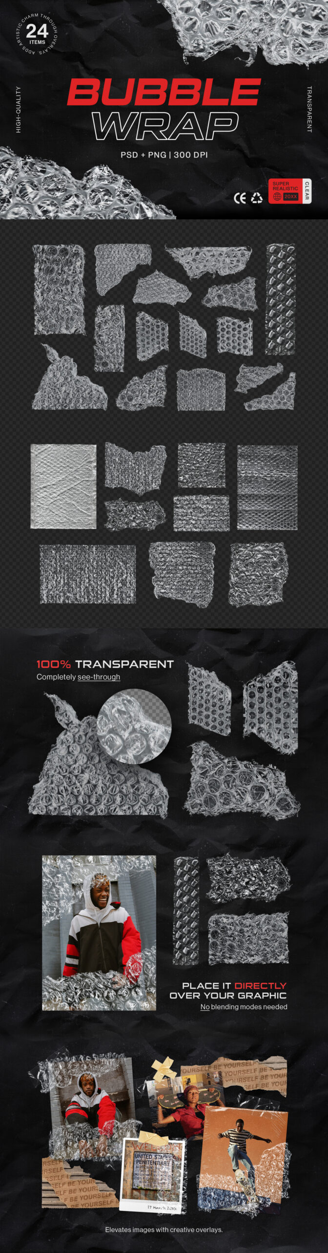 Bubble Wrap Texture Pack in PSD & PNG format