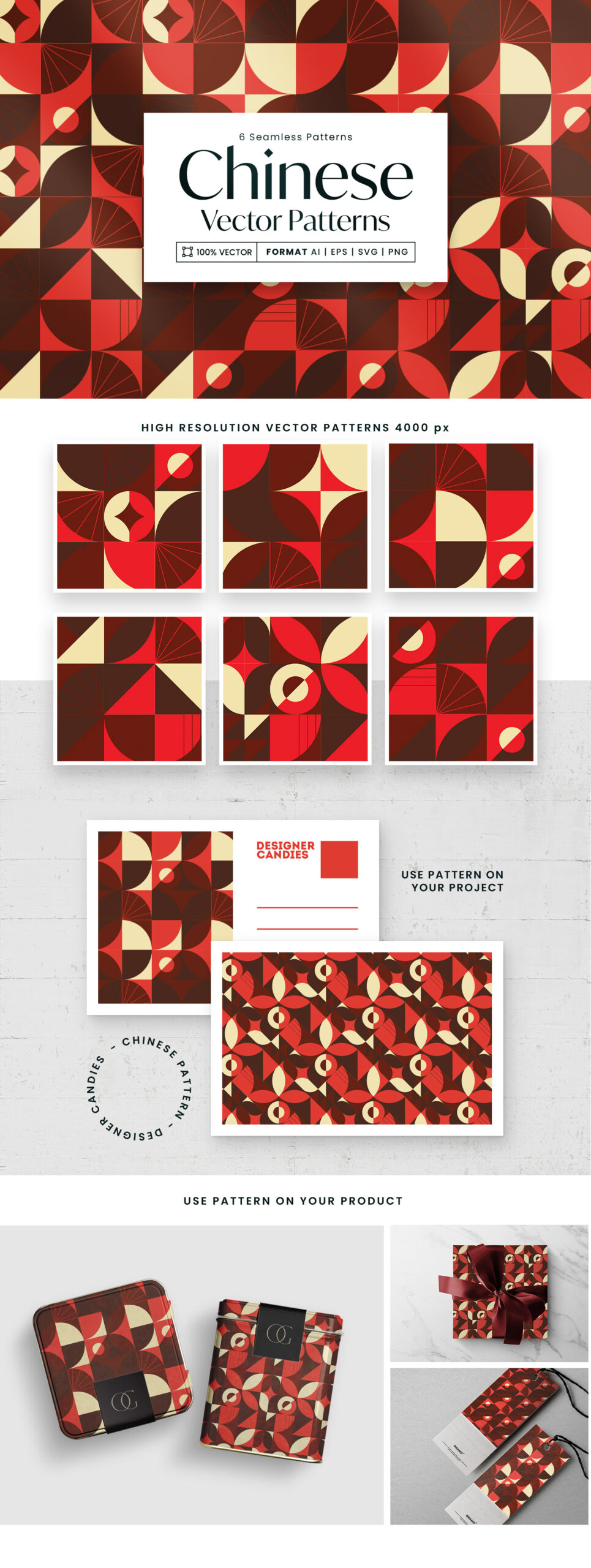 Modern Chinese Patterns Set in AI EPS PNG SVG
