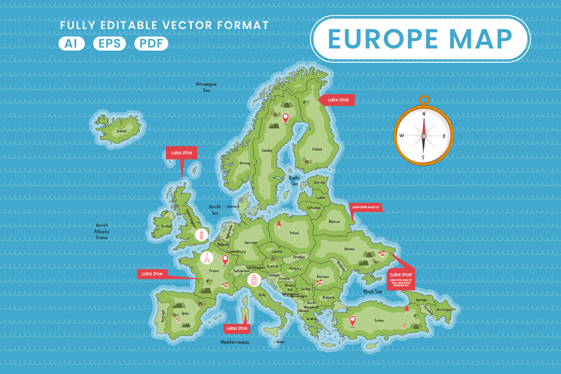 Europe Map Illustration