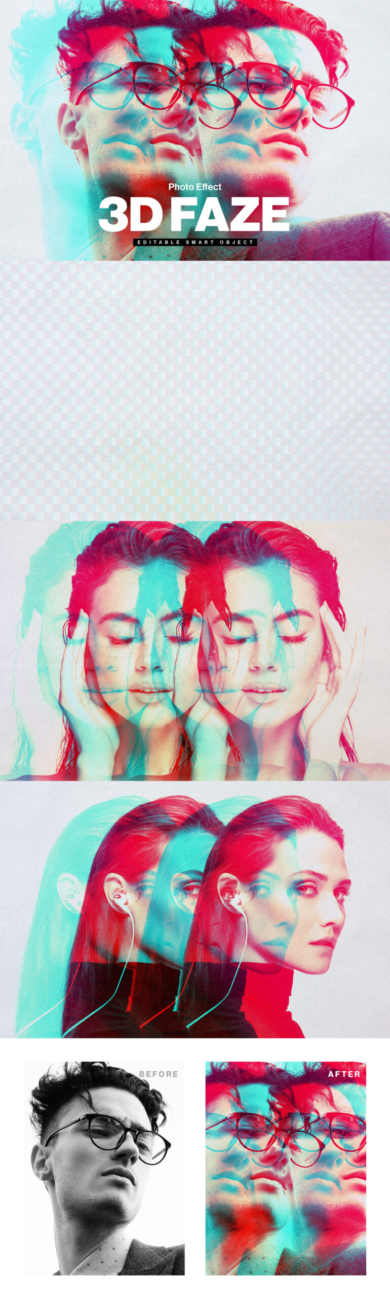 3D Faze Photo Effect Template in PSD