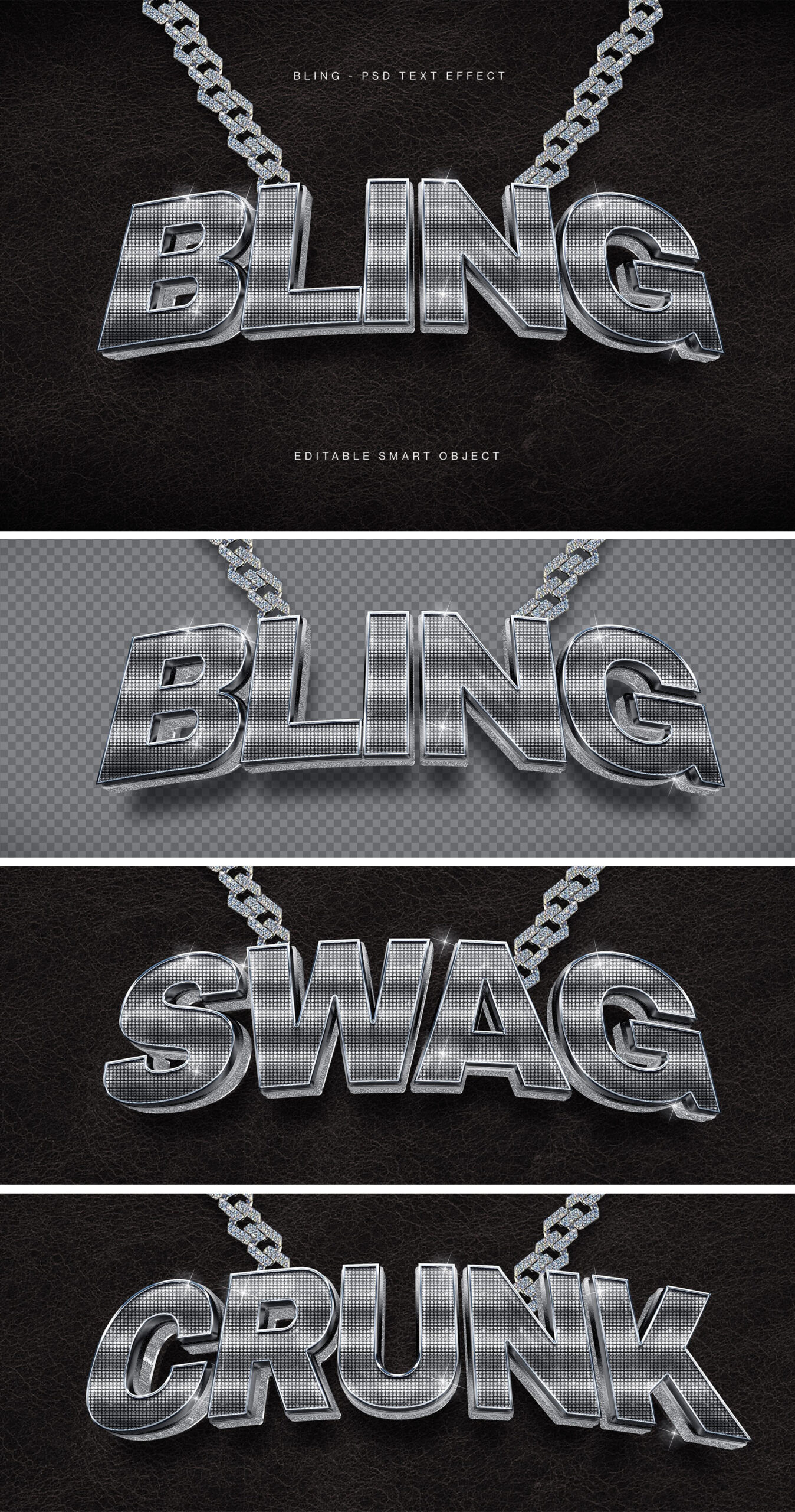 Bling Text Effect in Photoshop PSD format
