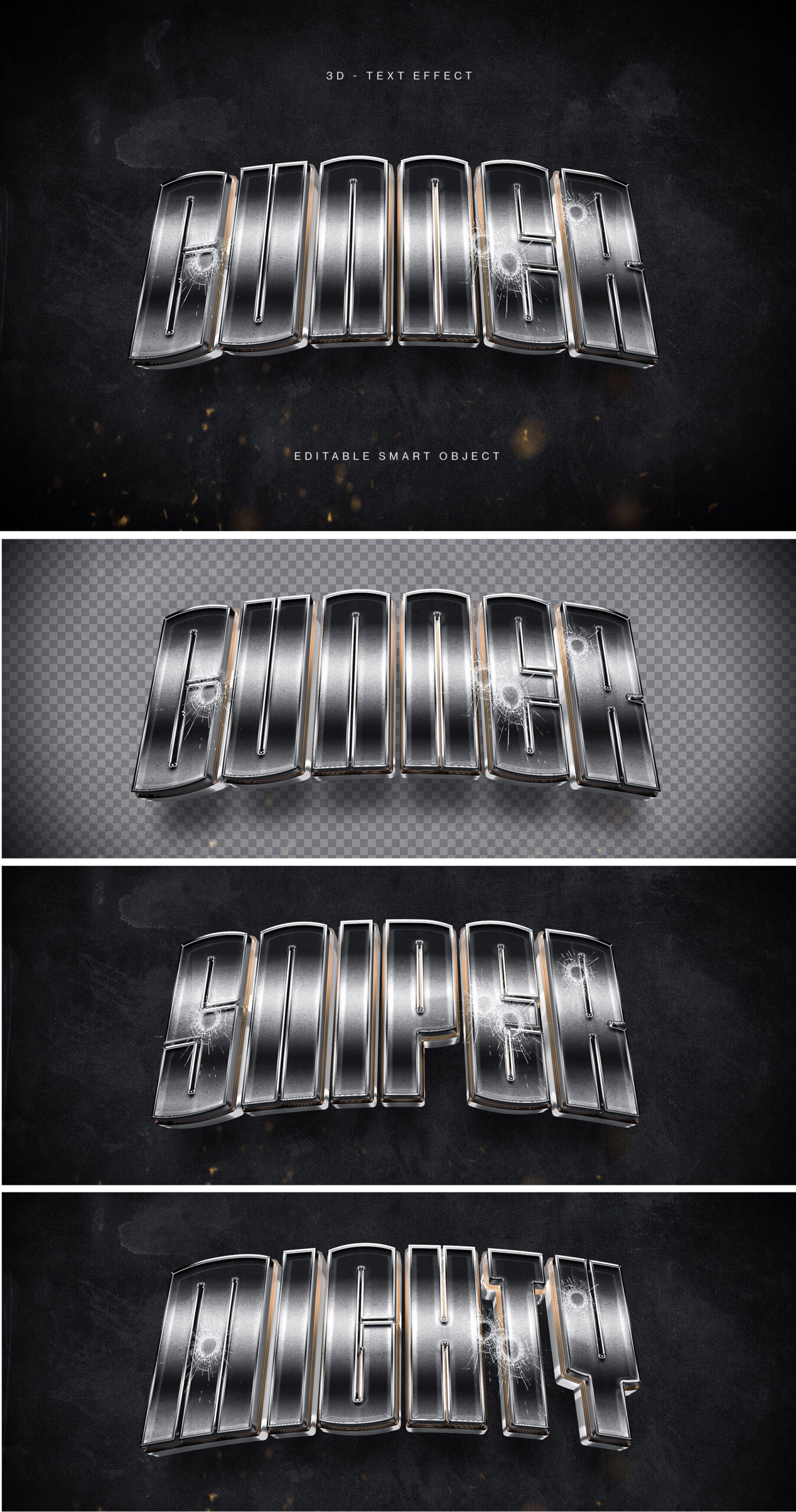 3D Metal Text Effect Template in PSD
