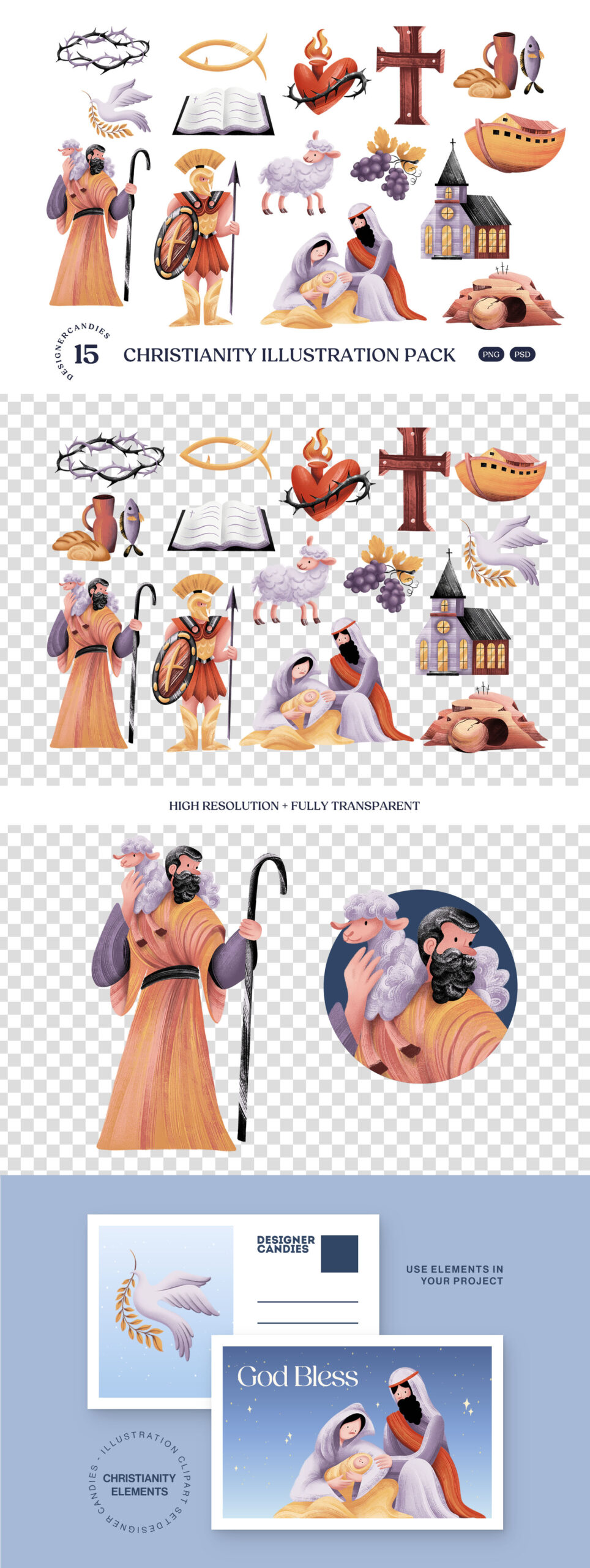 Christianity Illustration Pack in PSD & PNG