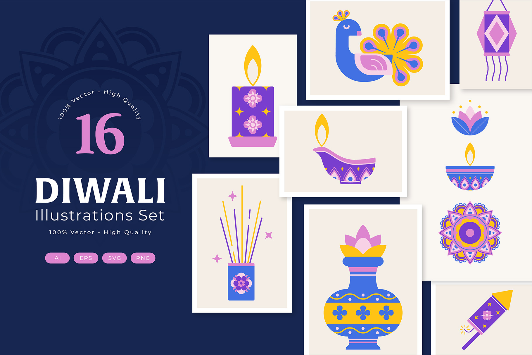 Diwali Illustrations Set