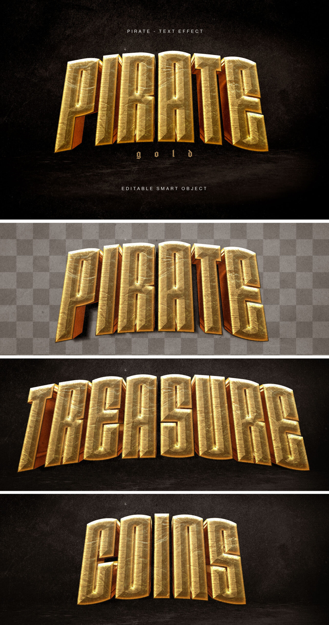 Gold 3D Text Effect in PSD