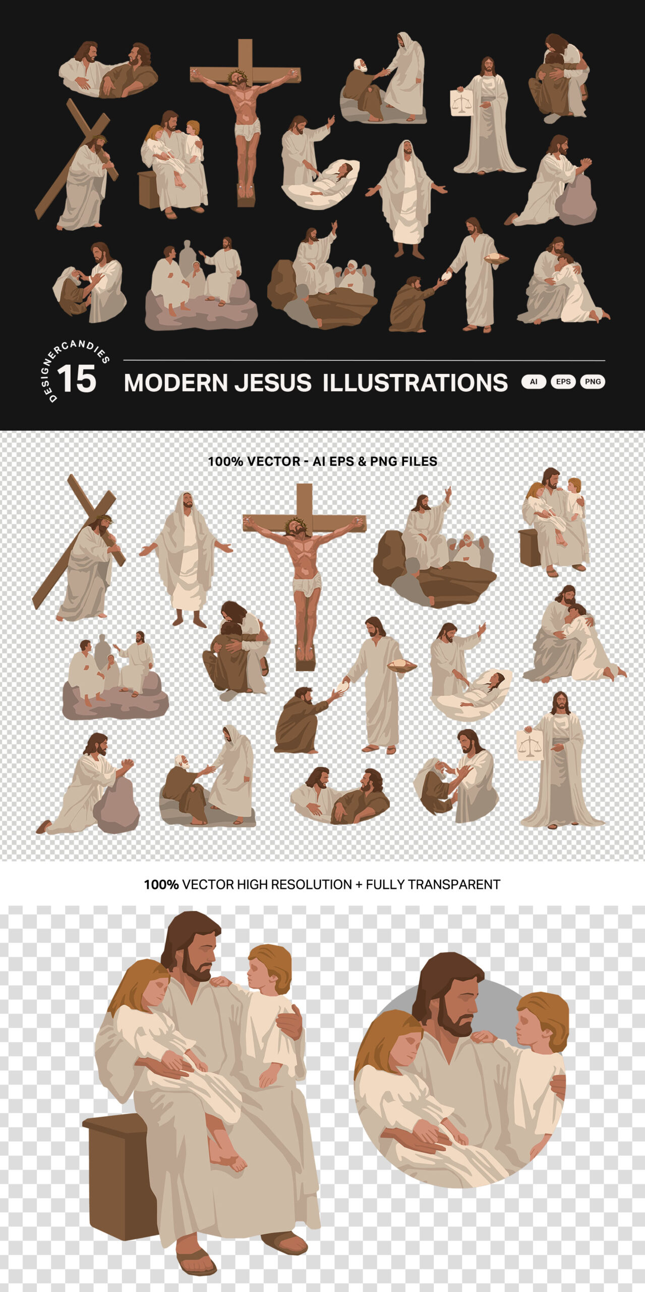 Jesus Illustrations in AI EPS & PNG