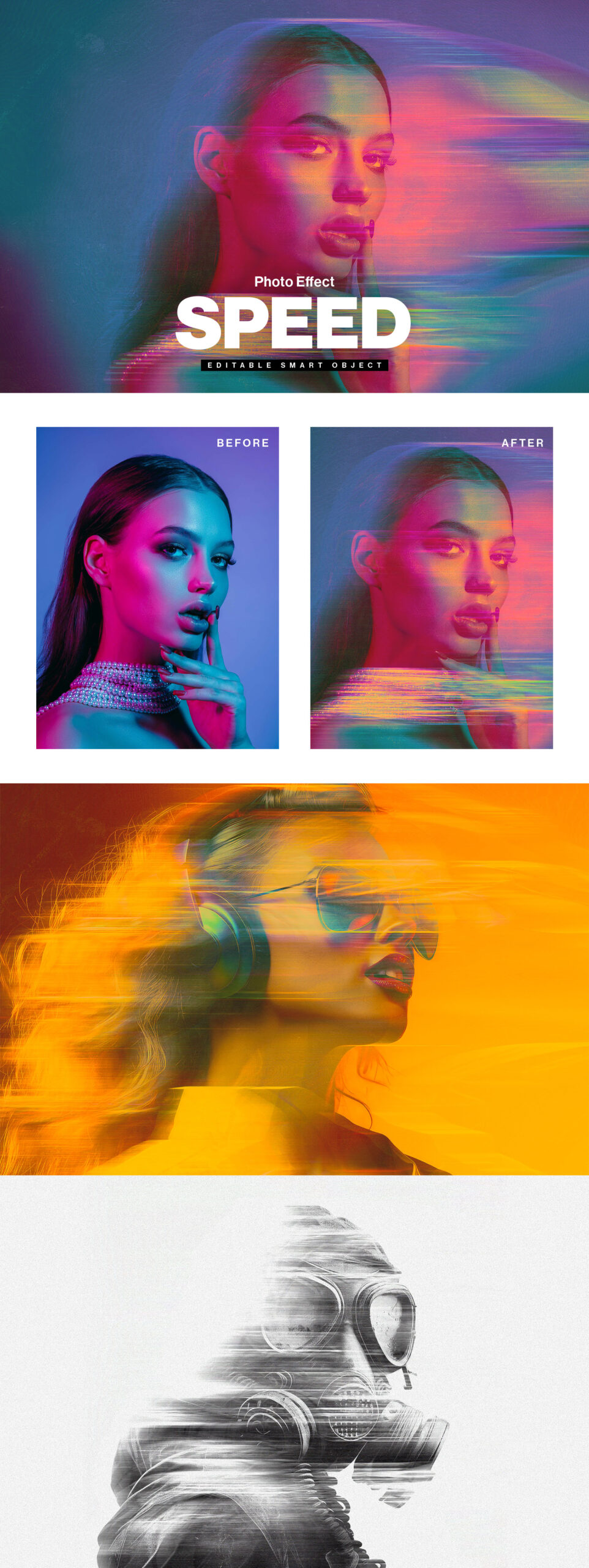 Abstract Speed Blur Photo Effect Template in PSD