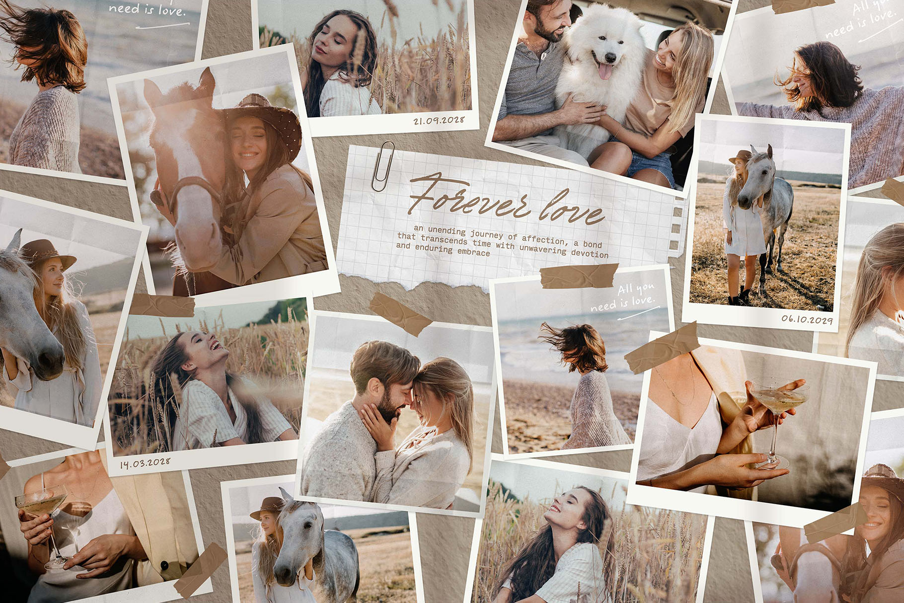 Polaroid Photo Collage & Scrapbook Mockup Template