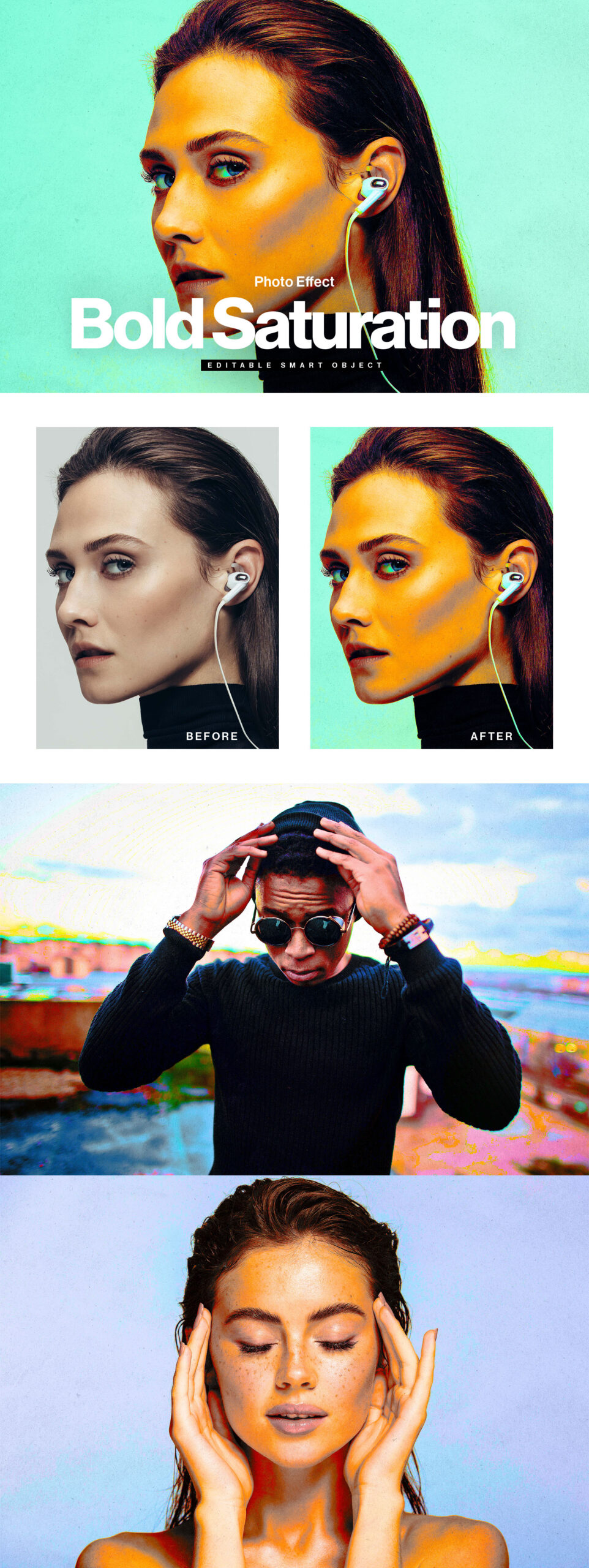 Bold Saturation Photo Effect Template in PSD