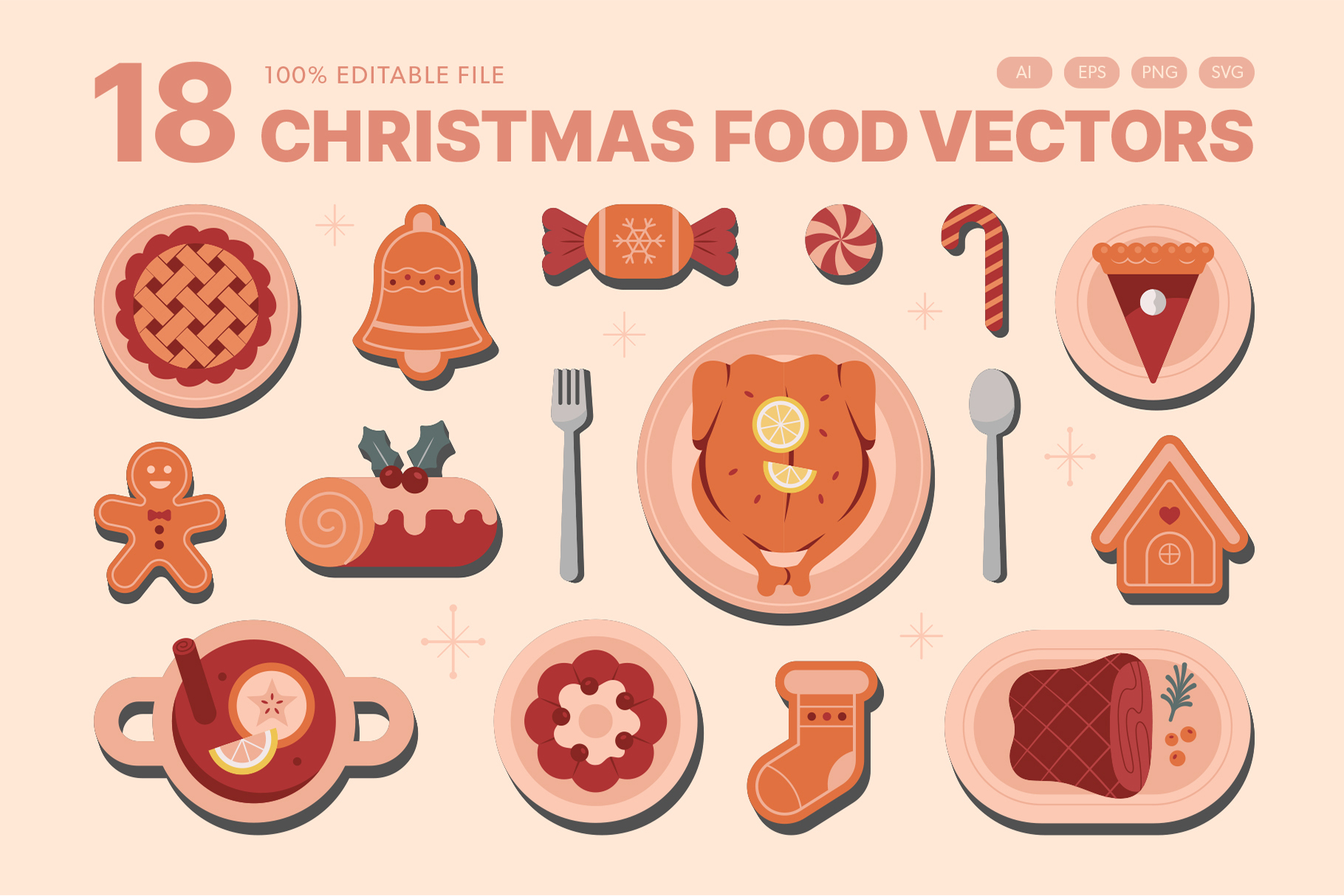 Christmas Food Illustration Set