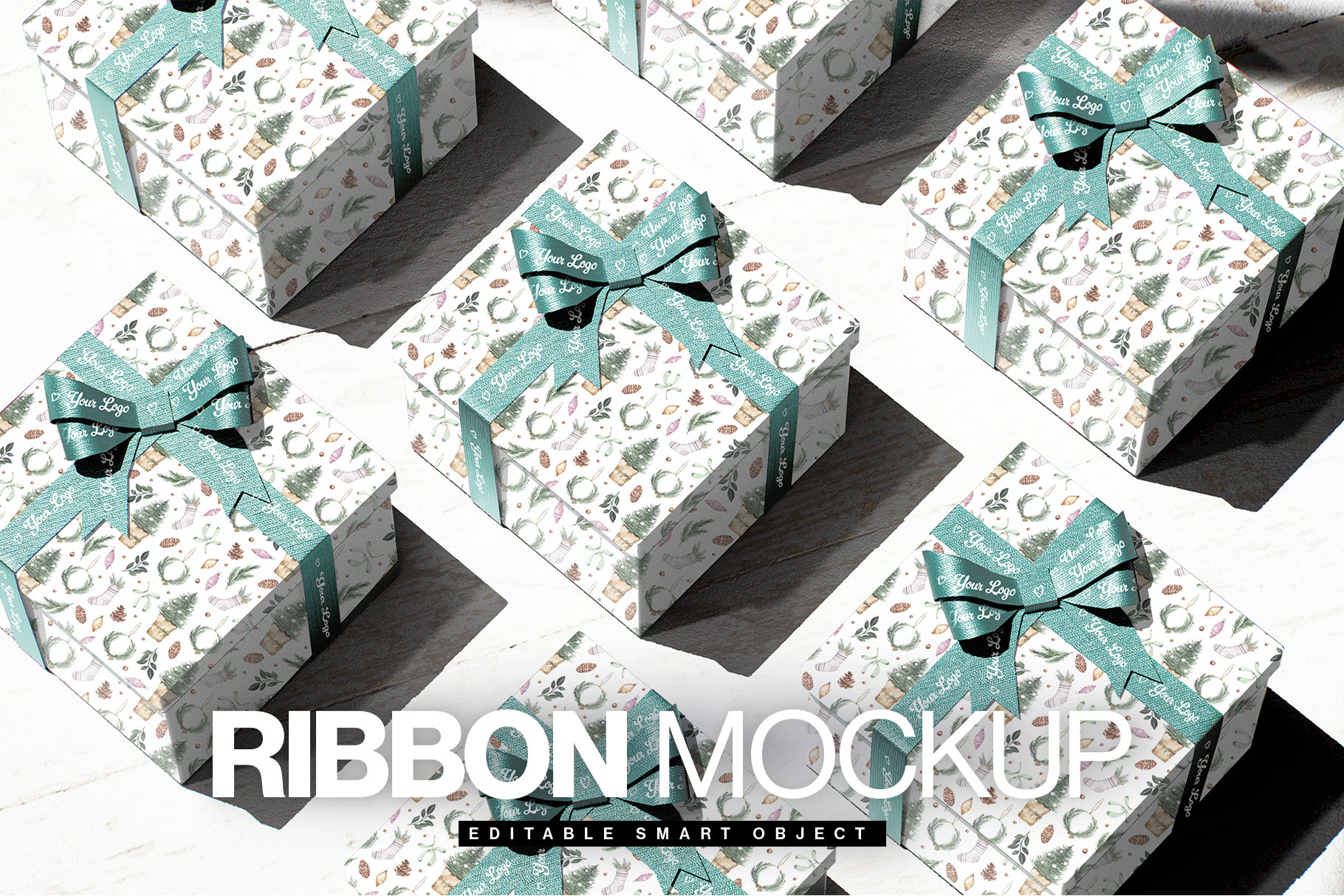 Christmas Gift Box Mockup Template