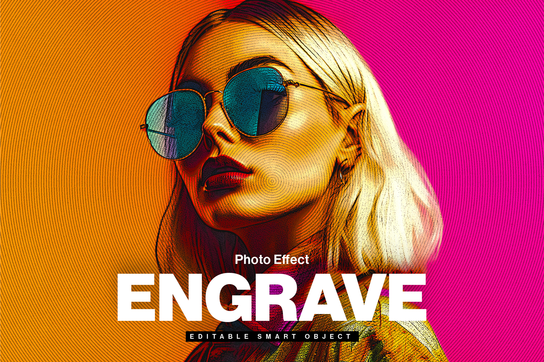 Retro Pop Art Engrave Photo Effect Template