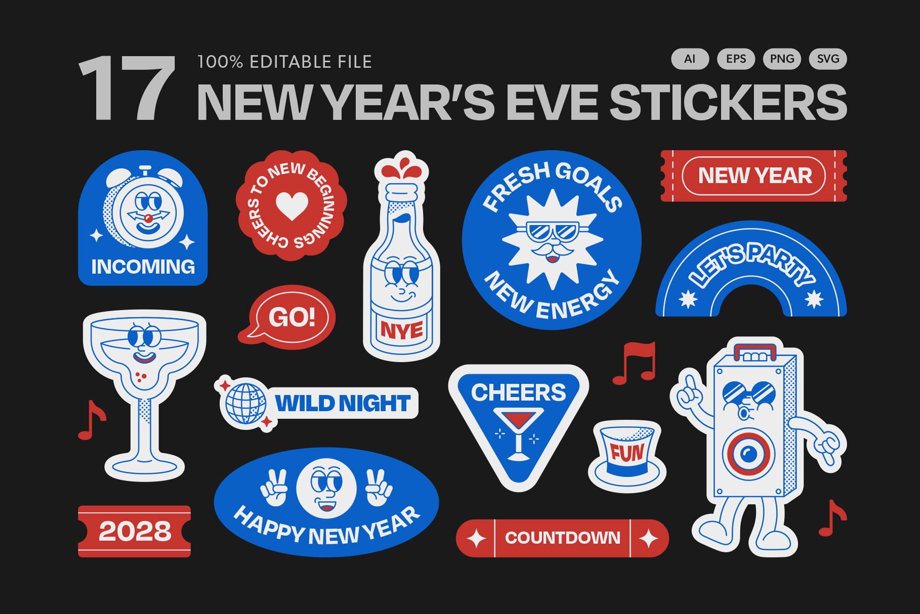 NYE Stickers Set