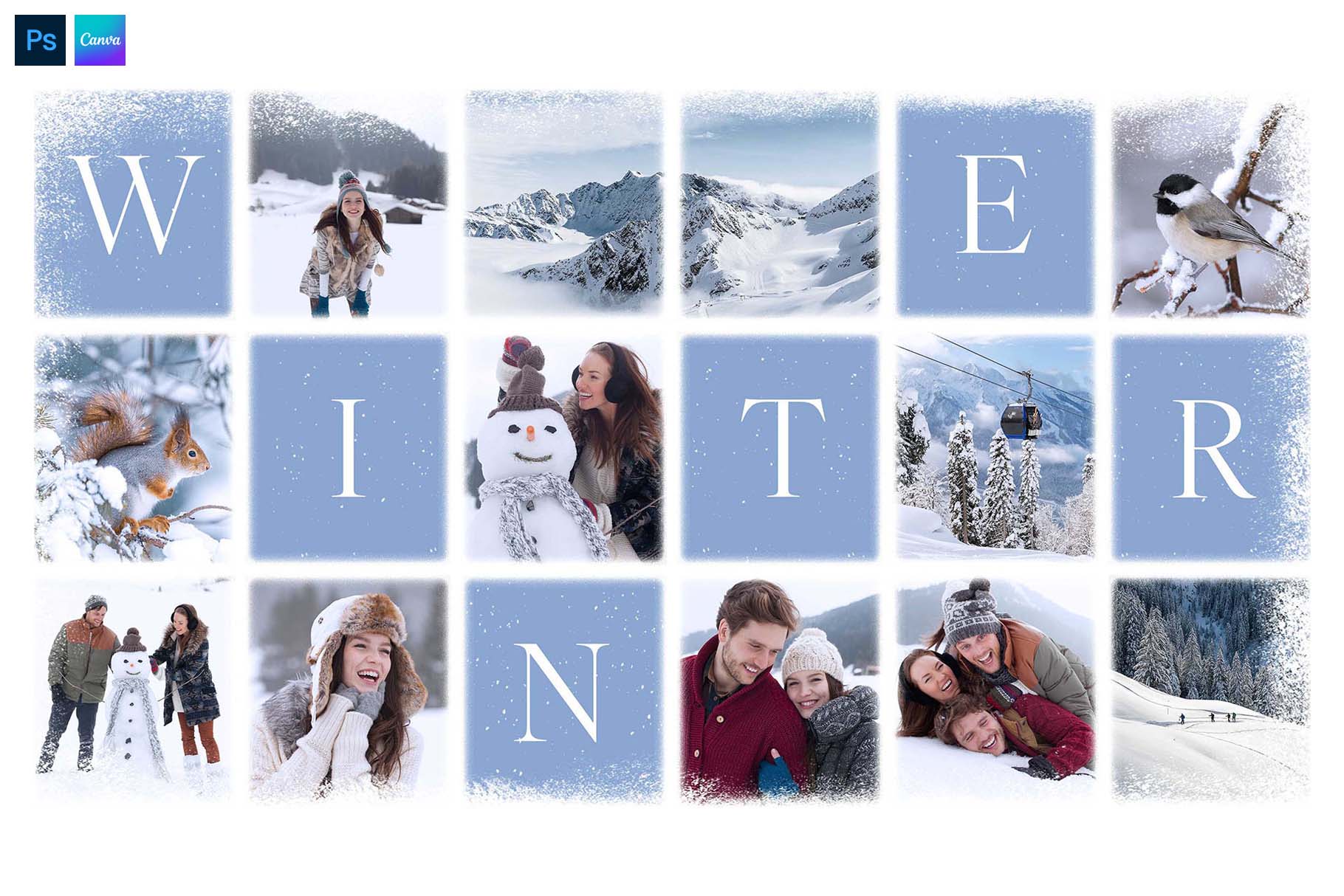Winter Family Photo Collage Template