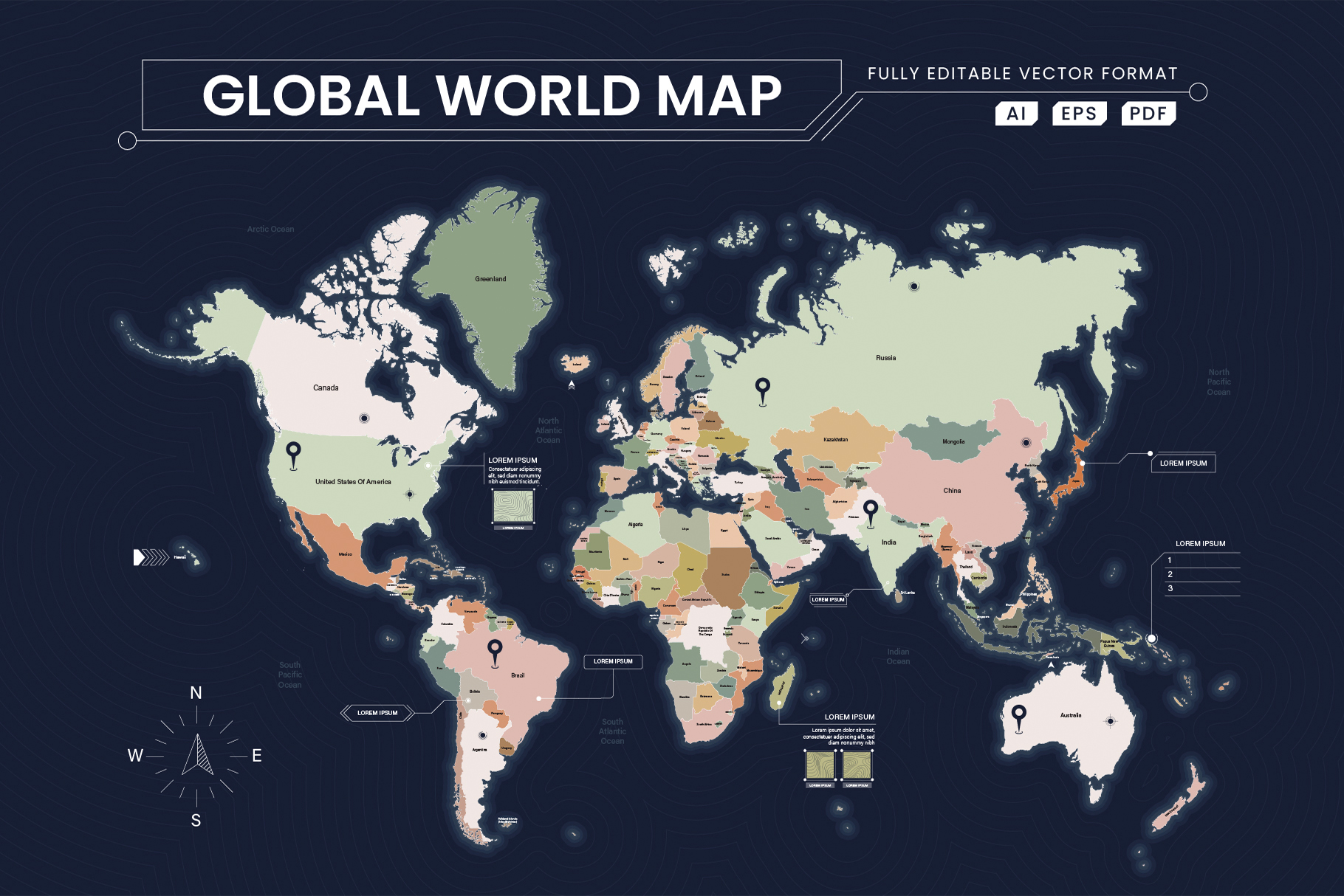 World Map Vector Illustration Kit