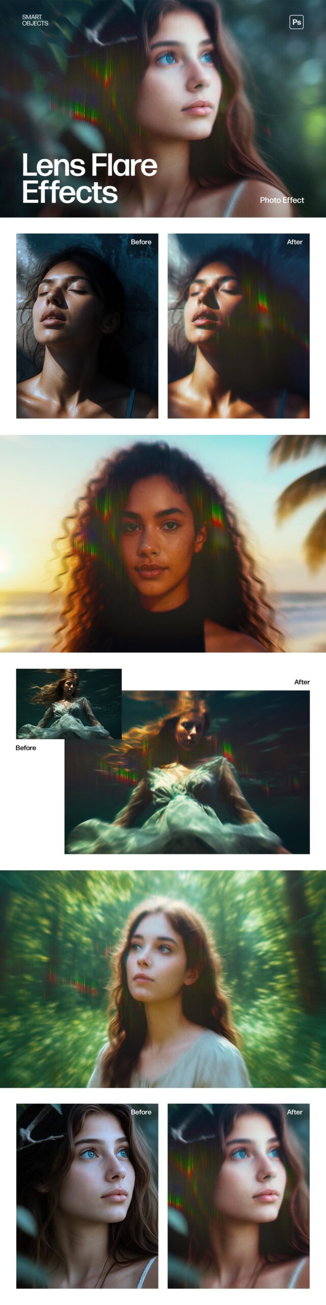 Lens Flare Photo Effect Template in Photoshop PSD