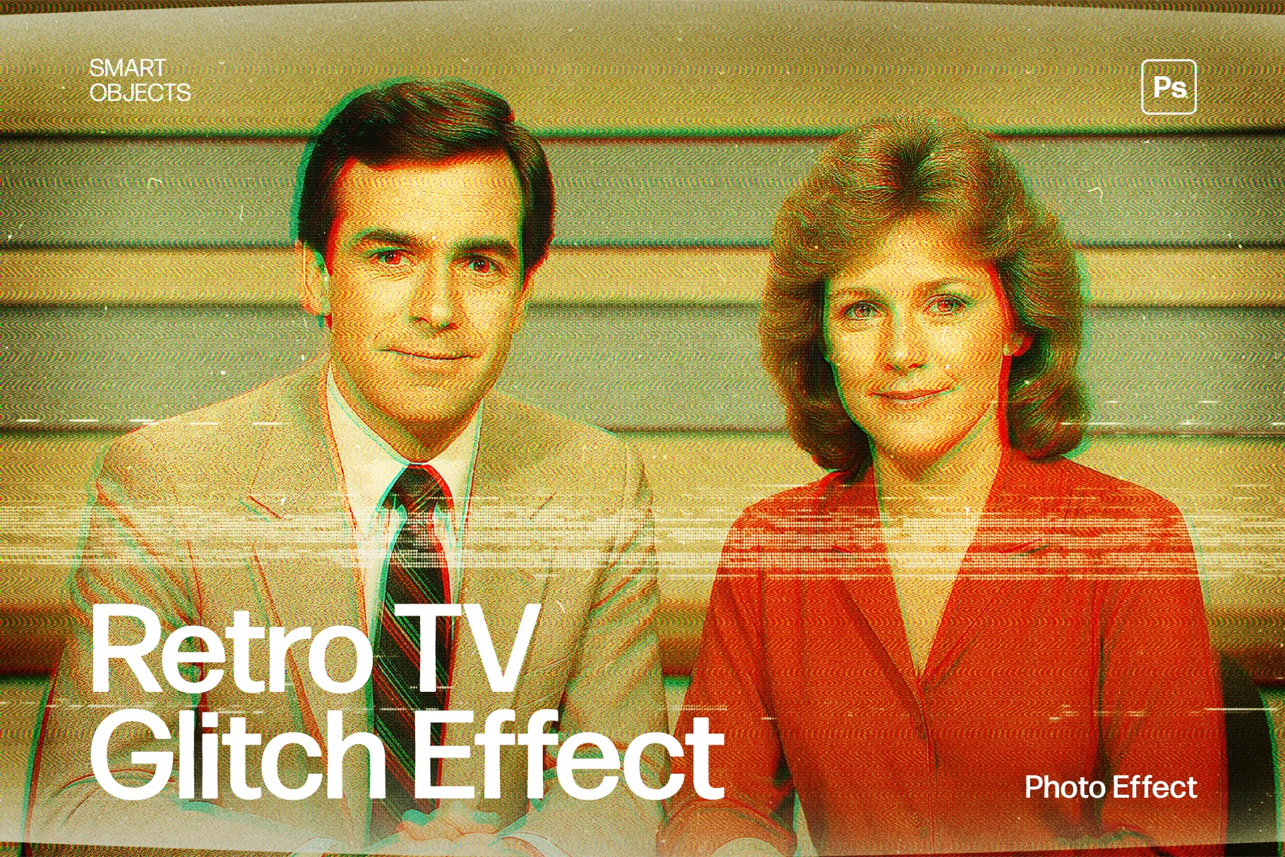 Retro TV Glitch Photo Effect Template