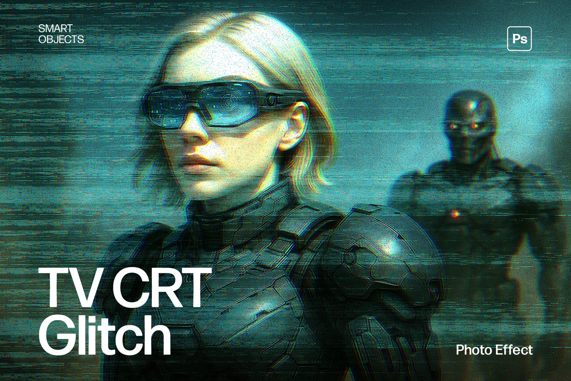 TV CRT Glitch Photo Effect Template