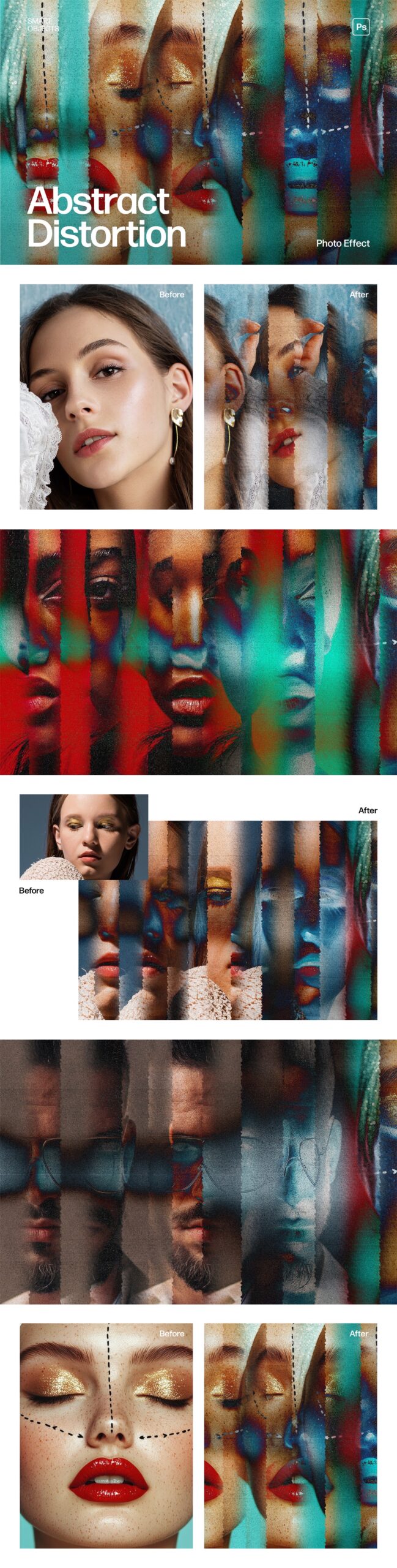 Abstract Distortion Photo Effect Template in Photoshop PSD