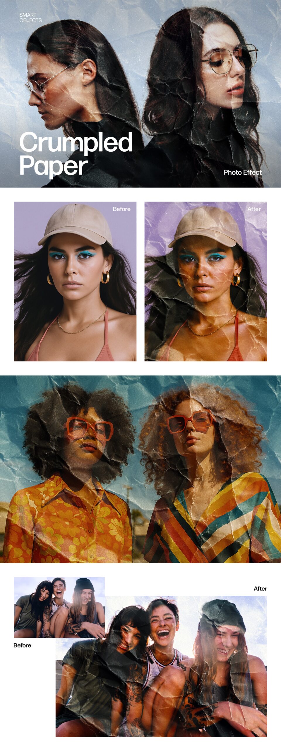 Crumpled Paper Photo Effect Template in Photoshop PSD