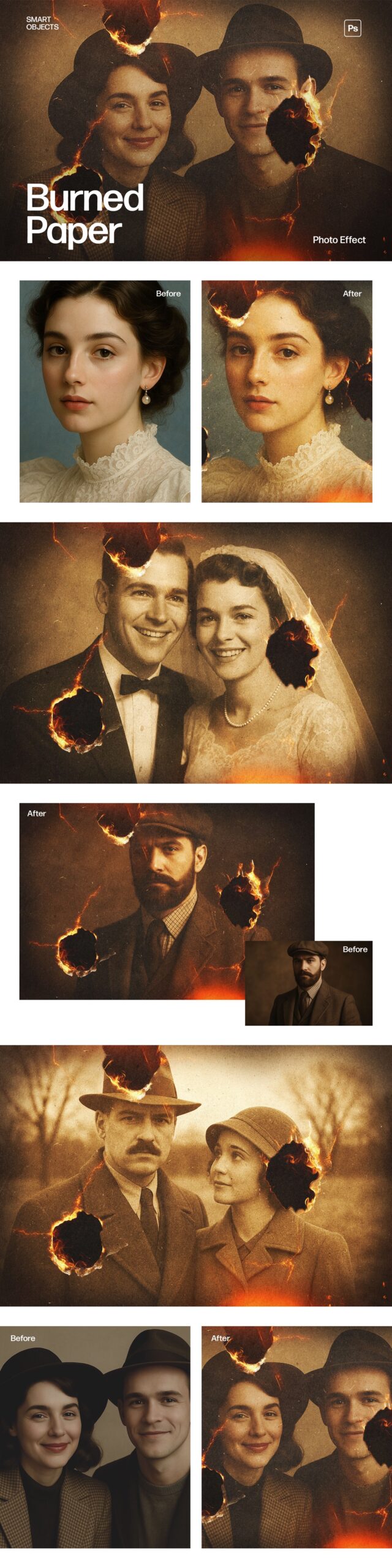 Burnt Paper Effect Template in Photoshop PSD