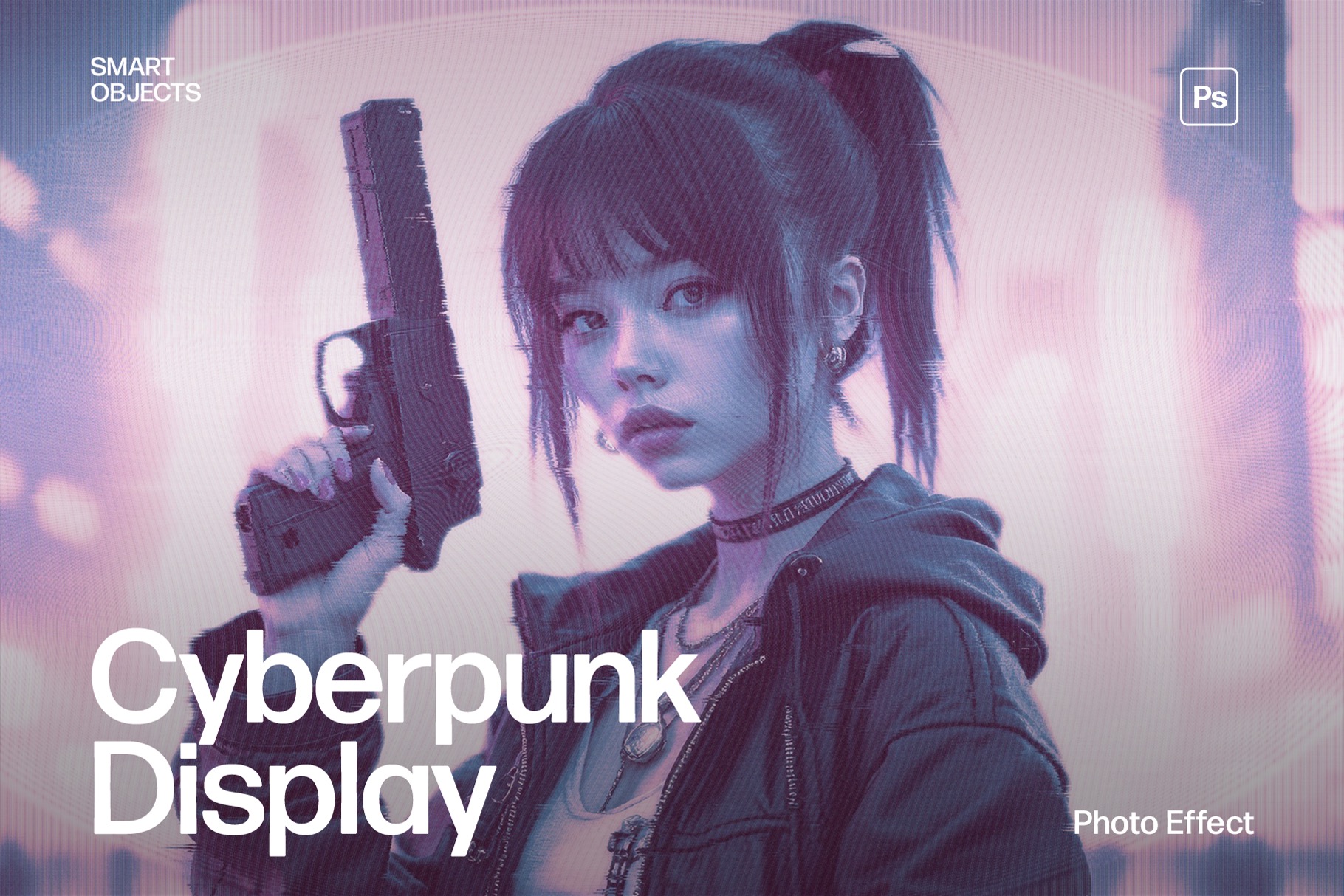 Cyberpunk Display Photo Effect Template