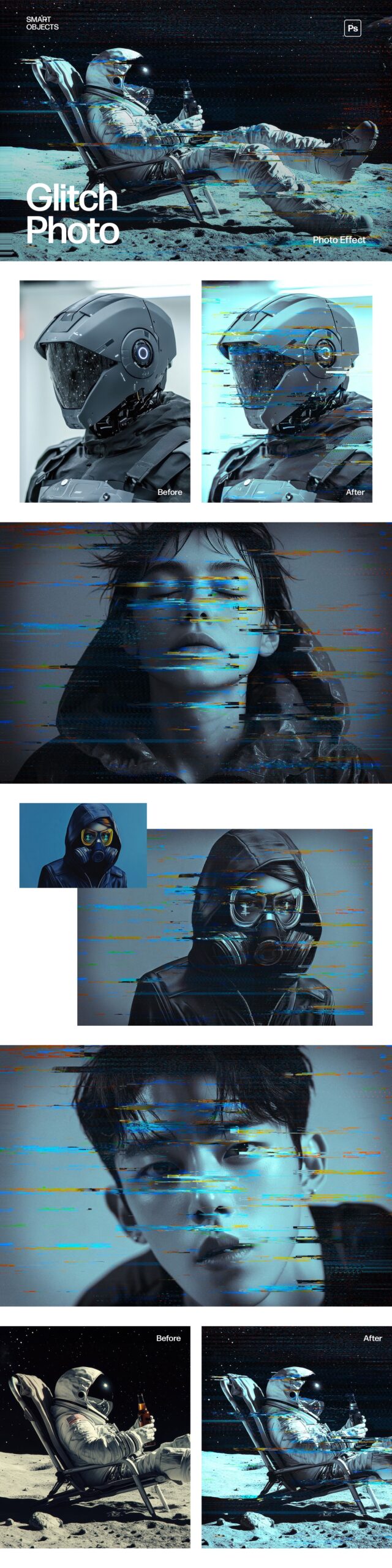 Glitch Photo Effect Template in Photoshop PSD
