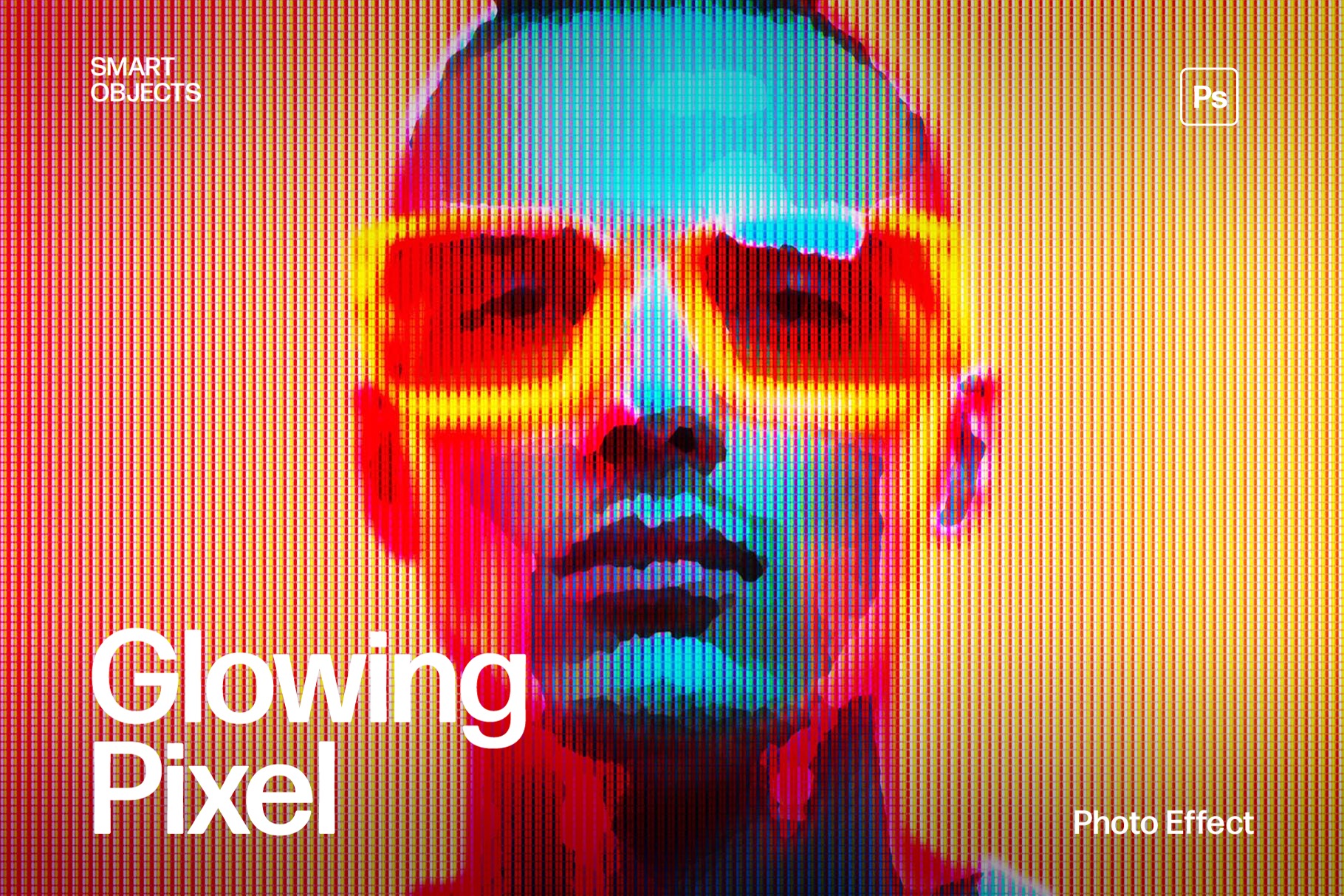 Glowing Pixel Photo Effect Template