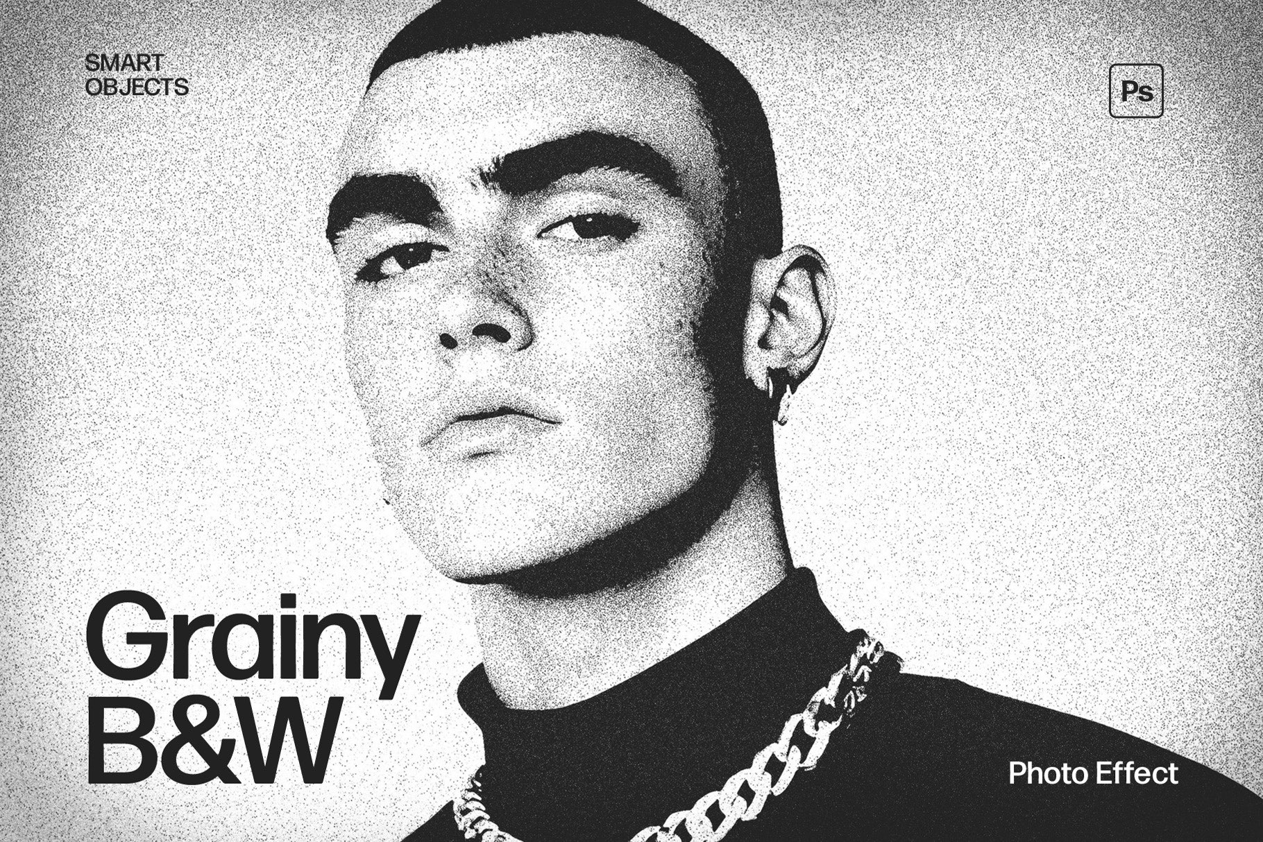 Grainy Black & White Photo Effect Template