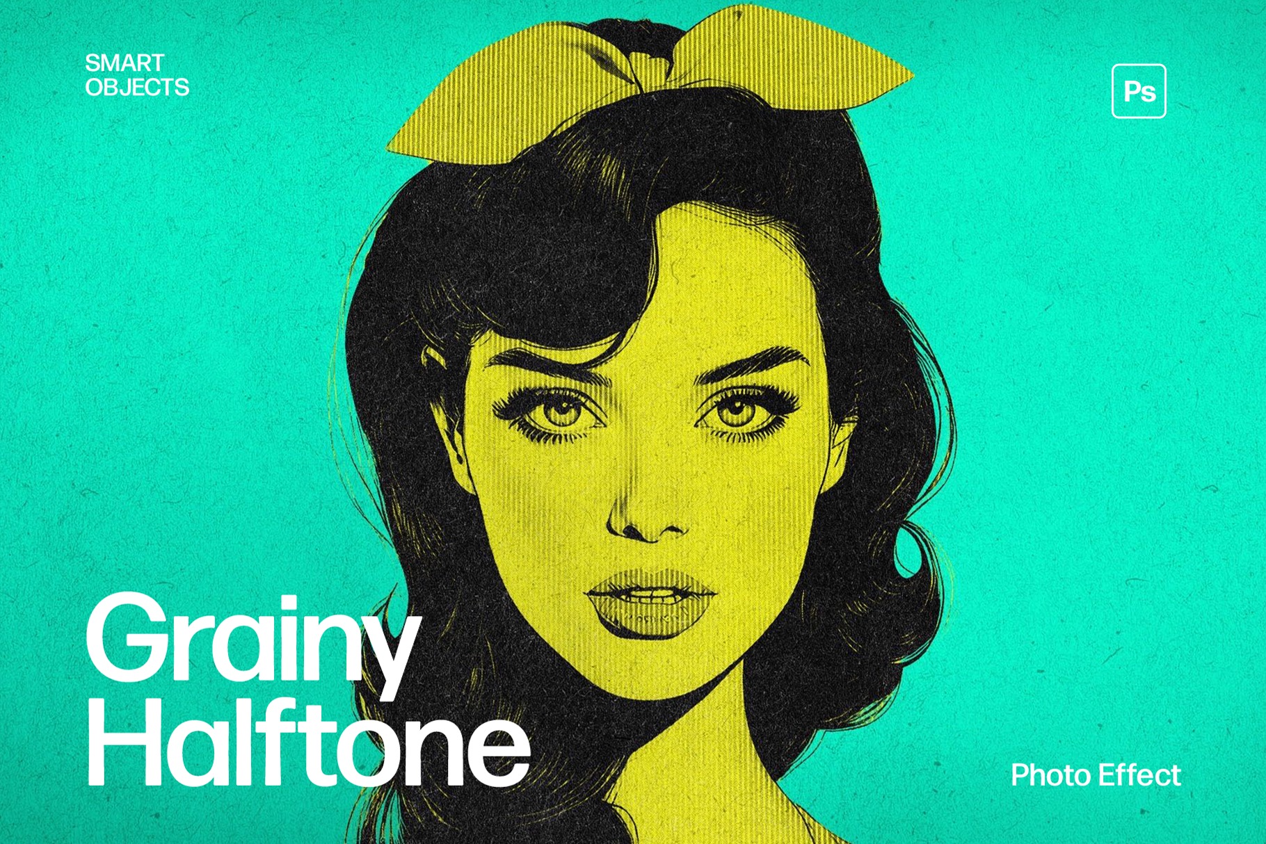 Grainy Halftone Photo Effect Template