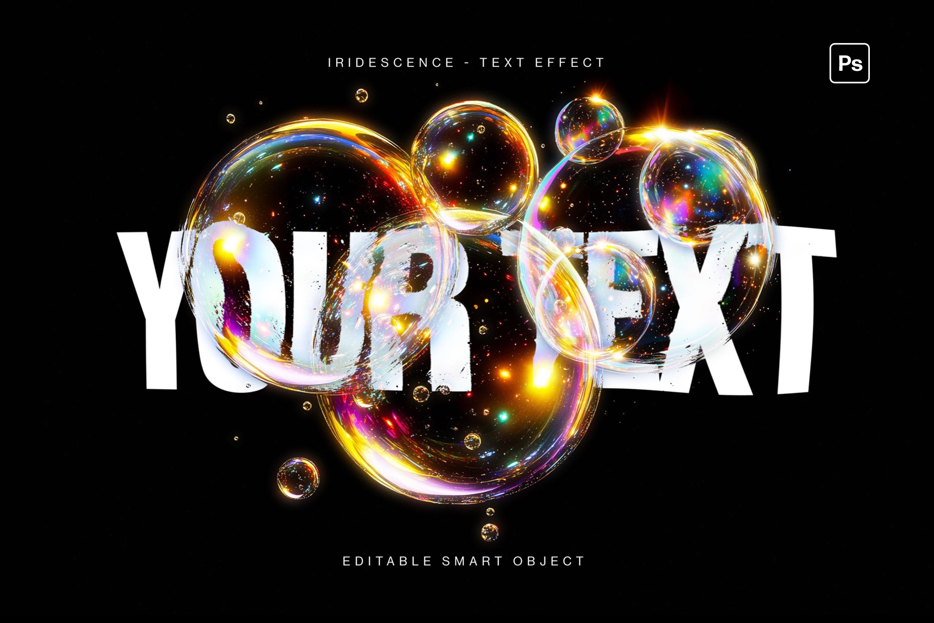 Iridescent Bubble Text Effect Template