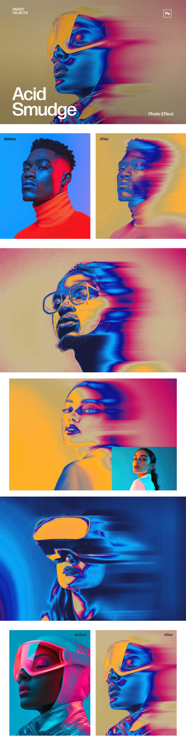 Acid Smudge Photo Effect Template in Photoshop PSD