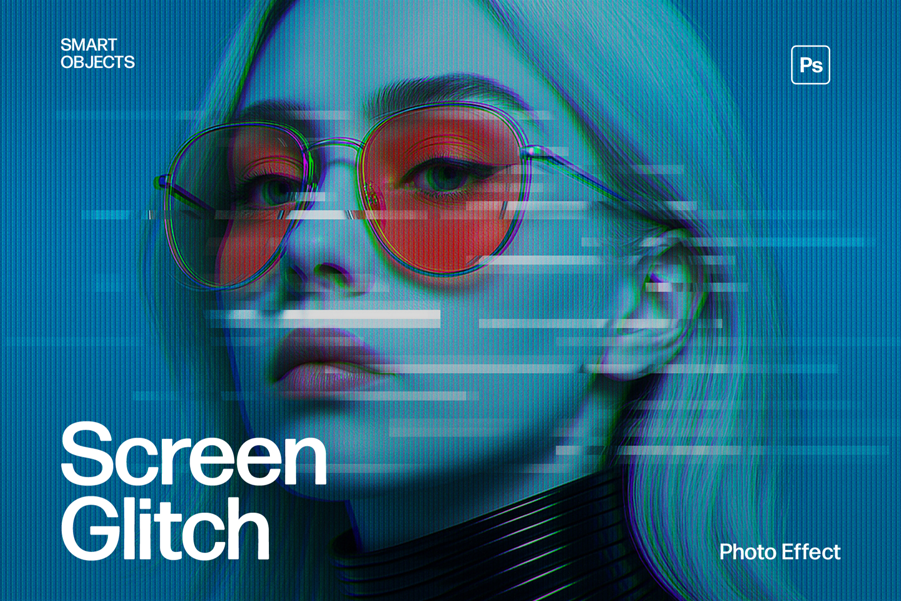 Computer Screen Glitch Photo Effect Template