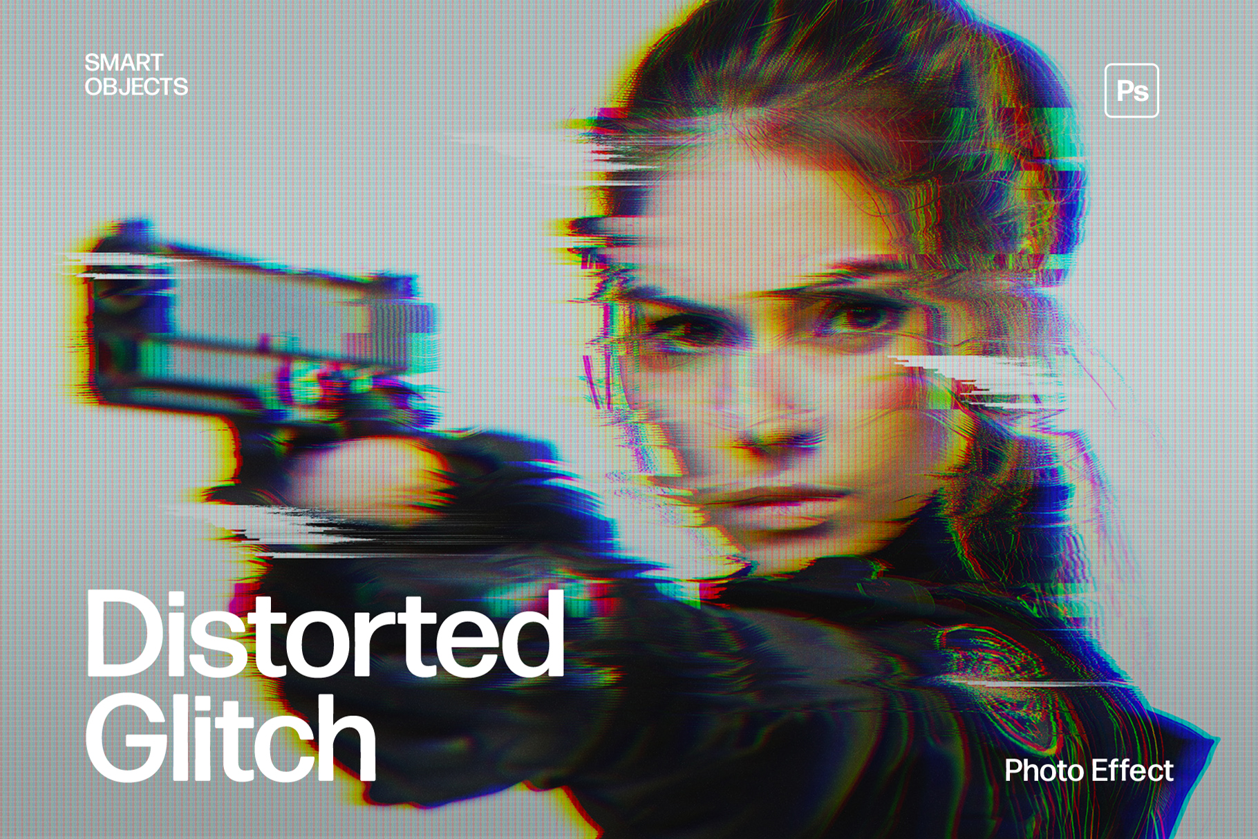 Distorted Glitch Photo Effect Template