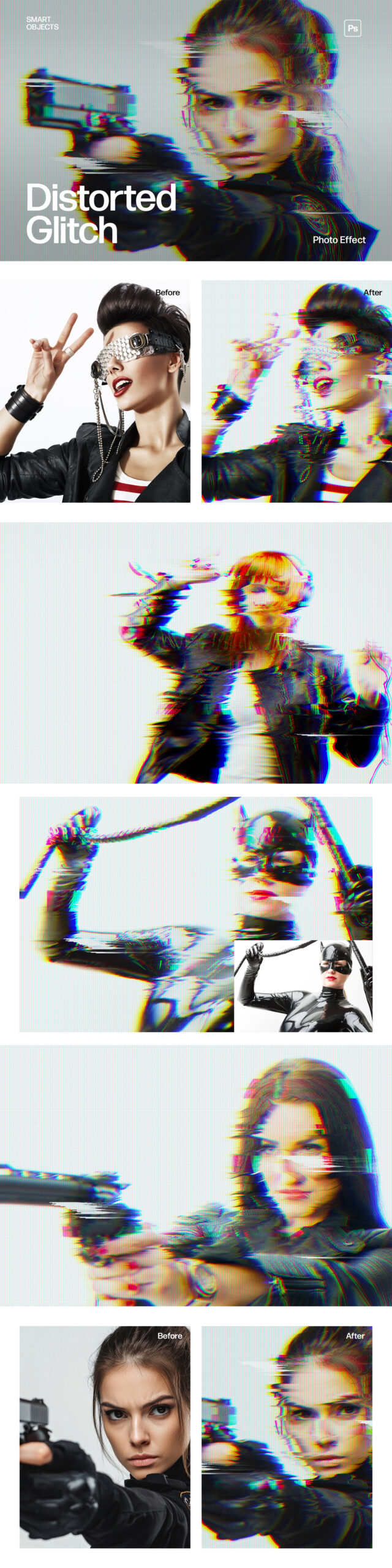 Distorted Glitch Photo Effect Template in Photoshop PSD