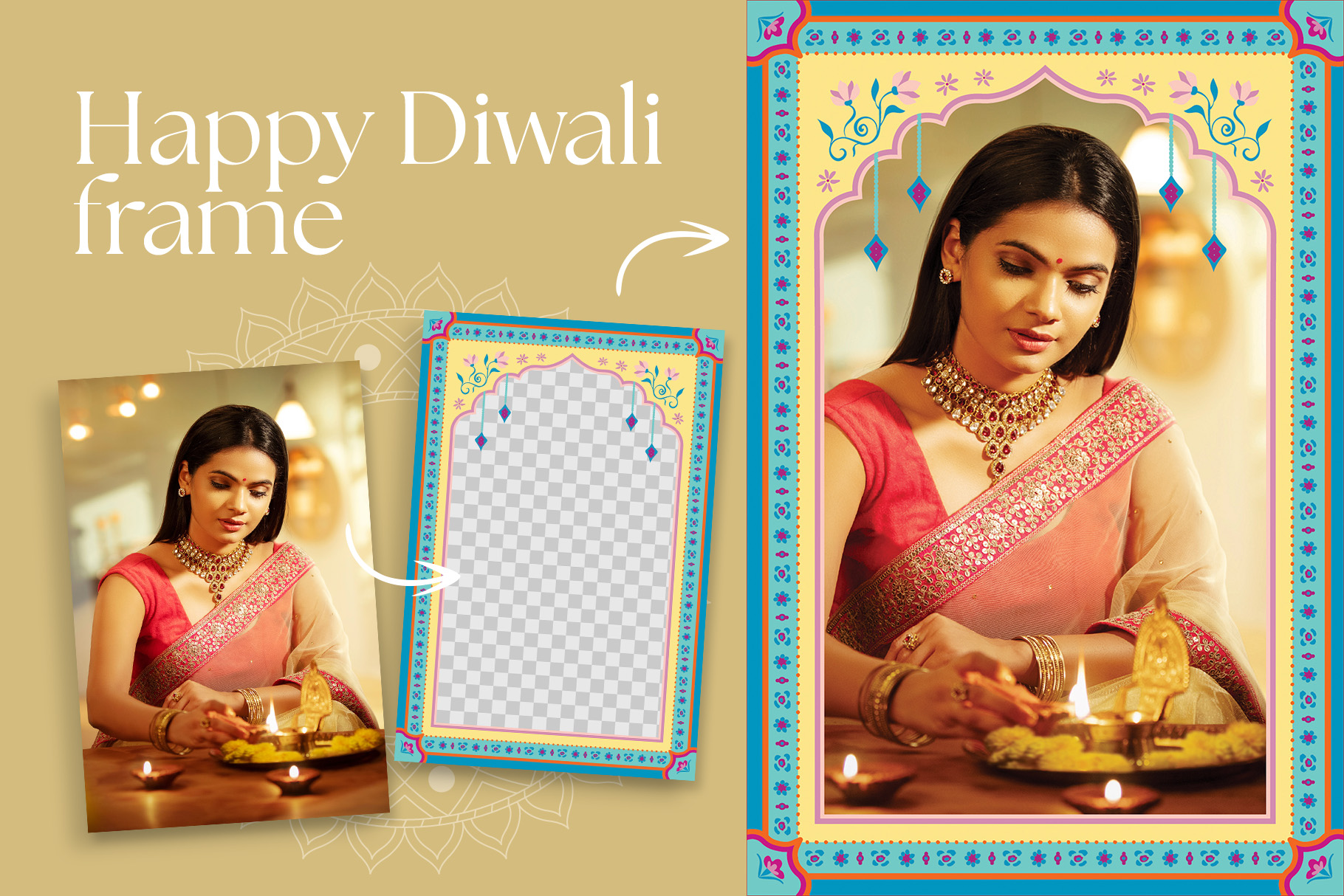 Diwali Photo Frame Template