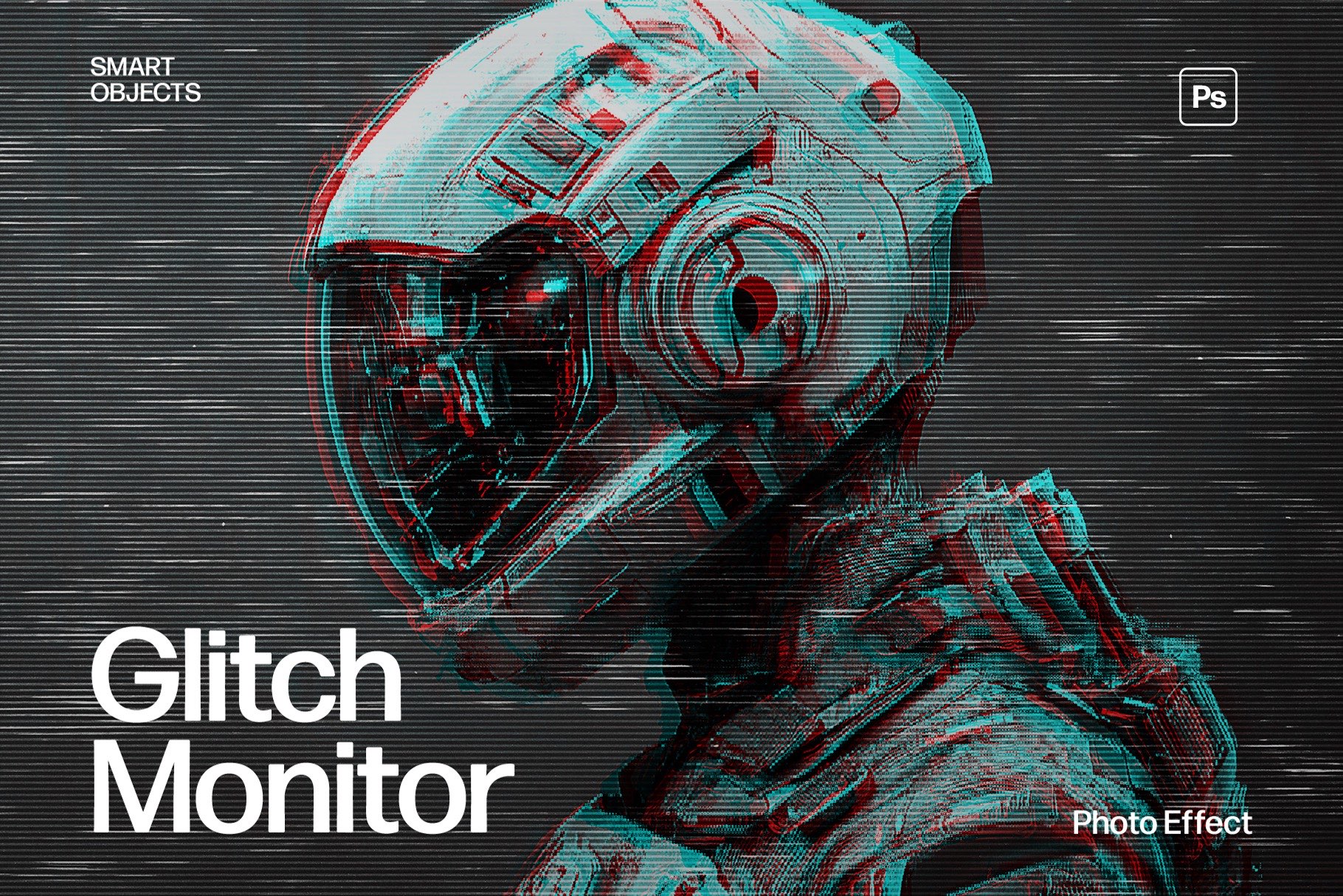 Glitch Monitor Photo Effect Template