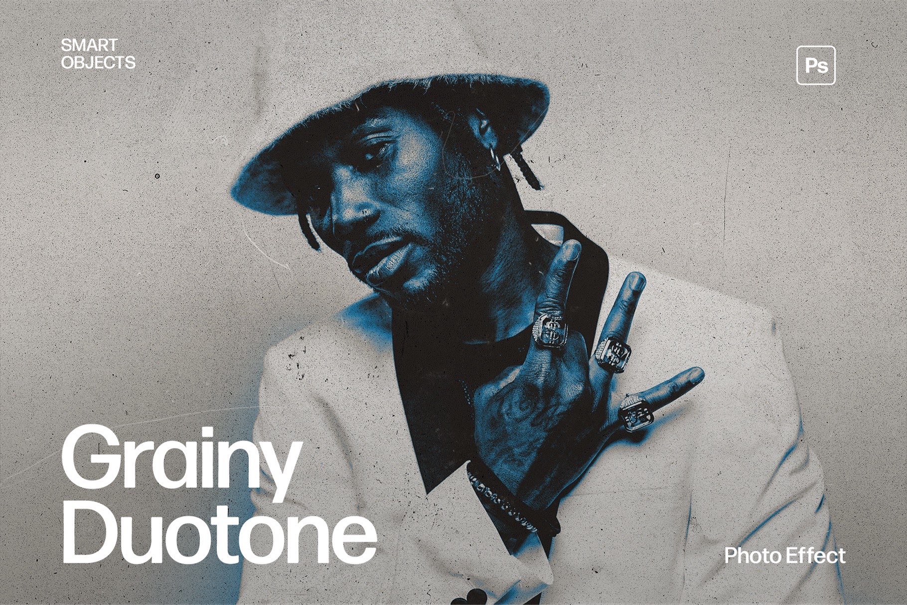 Grainy Duotone Paper Texture Photo Effect Template
