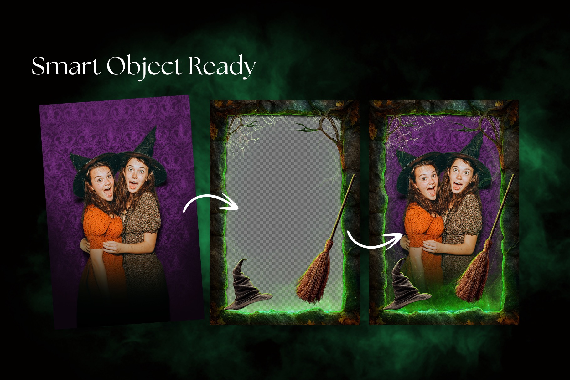 Halloween Photo Frame Flyer Template in Canva, Clipart PNG & Photoshop PSD
