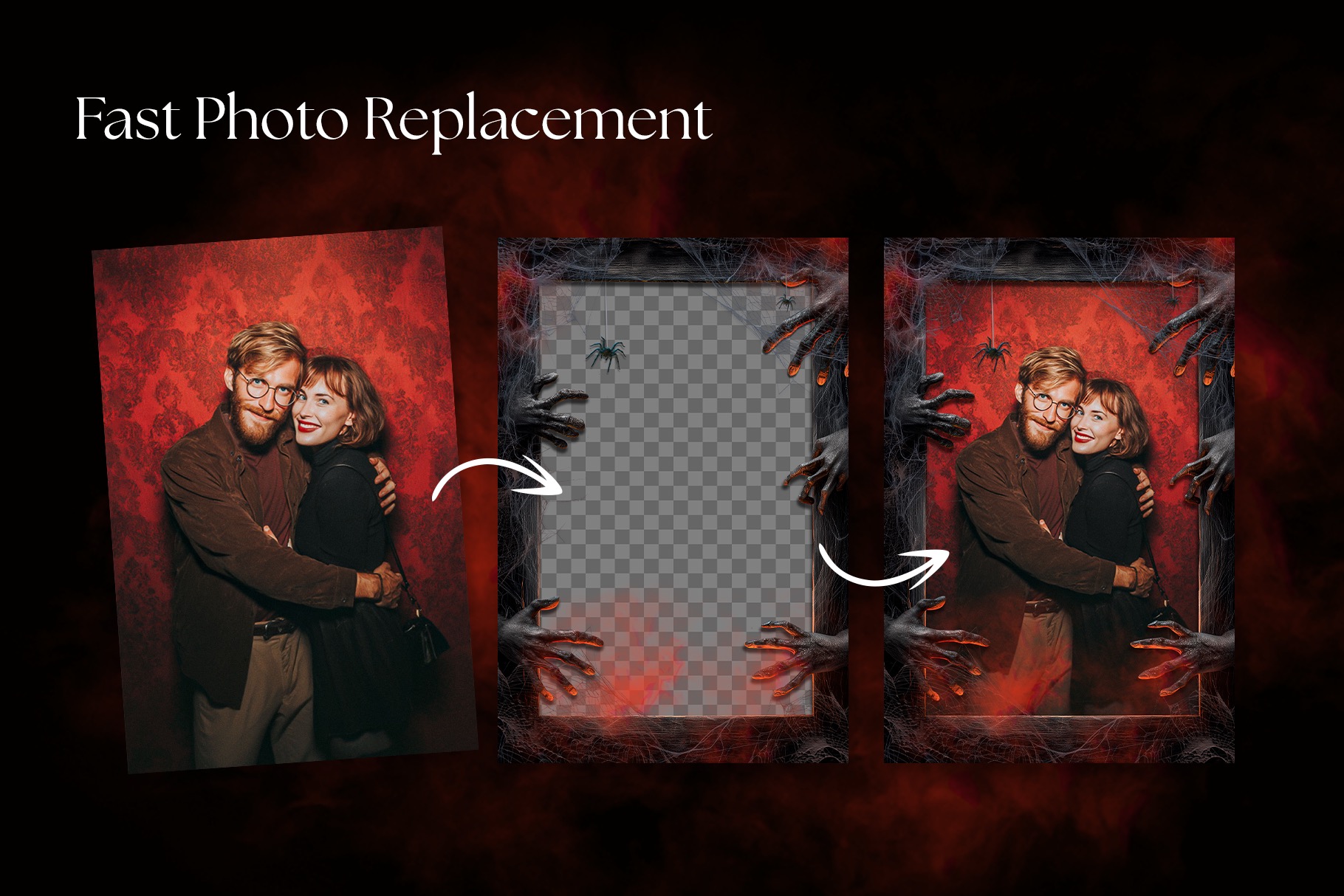 Halloween Photo Frame Flyer Template in Canva, Clipart PNG & Photoshop PSD