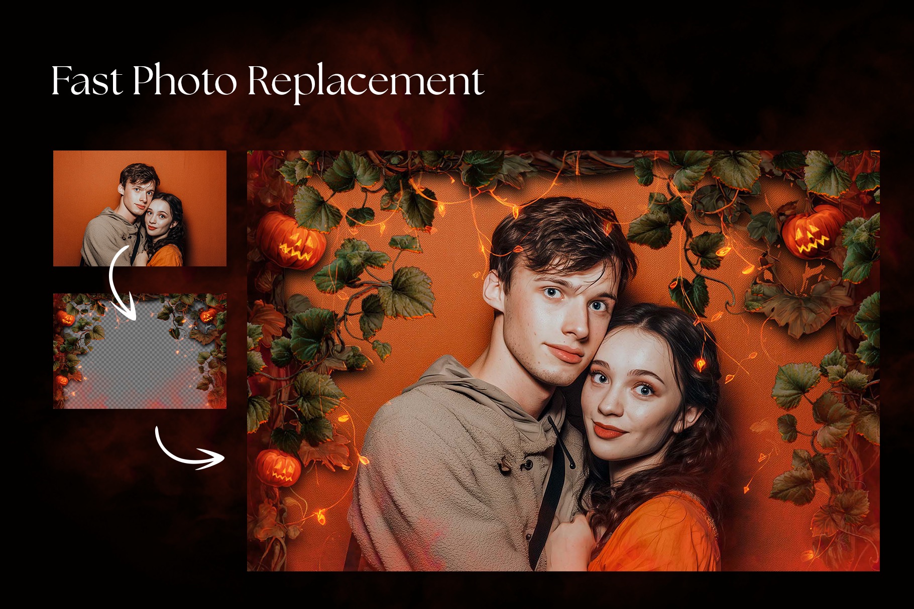 Halloween Photo Frame Flyer Template in Canva, Clipart PNG & Photoshop PSD