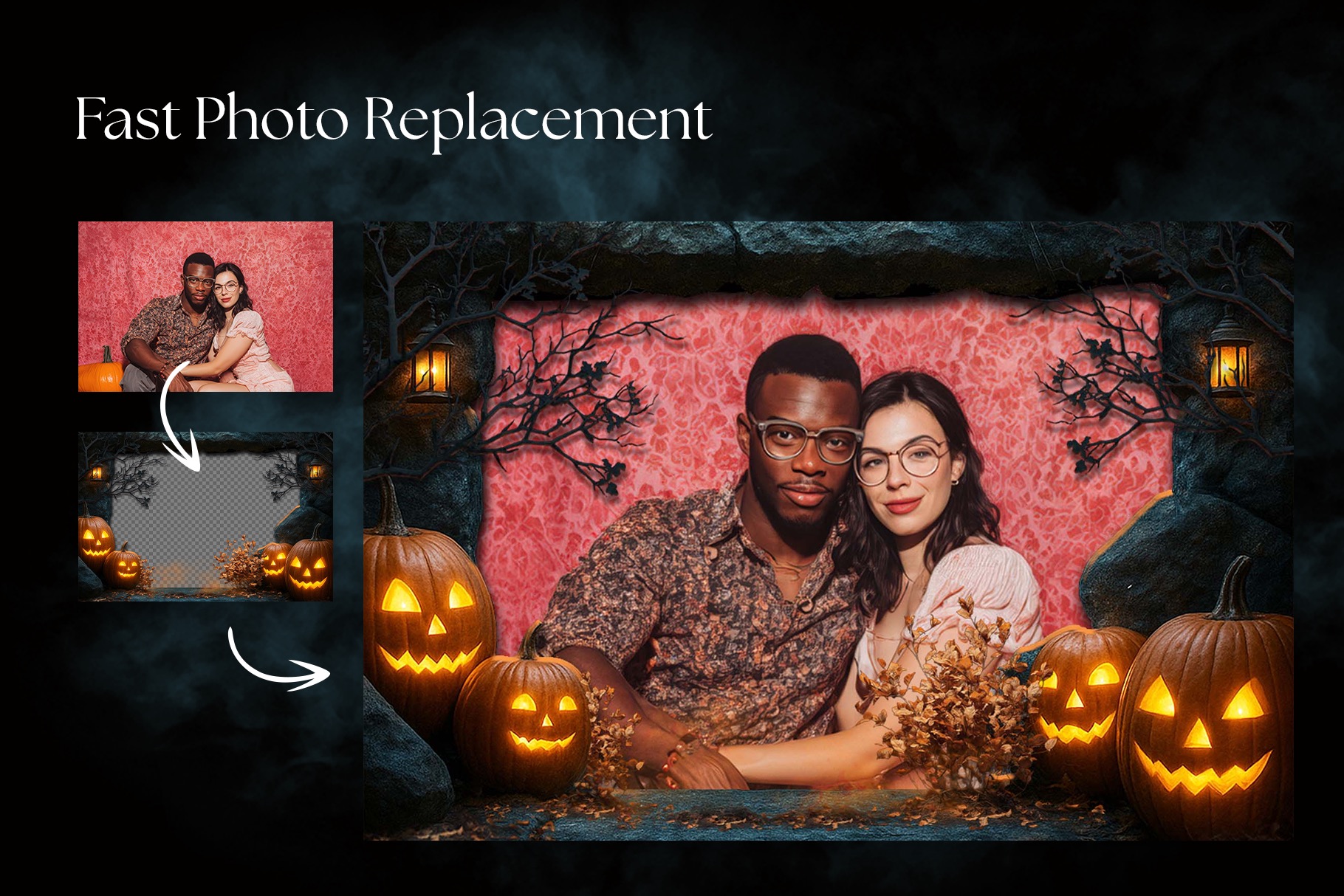 Halloween Photo Frame Flyer Template in Canva, Clipart PNG, Photoshop PSD